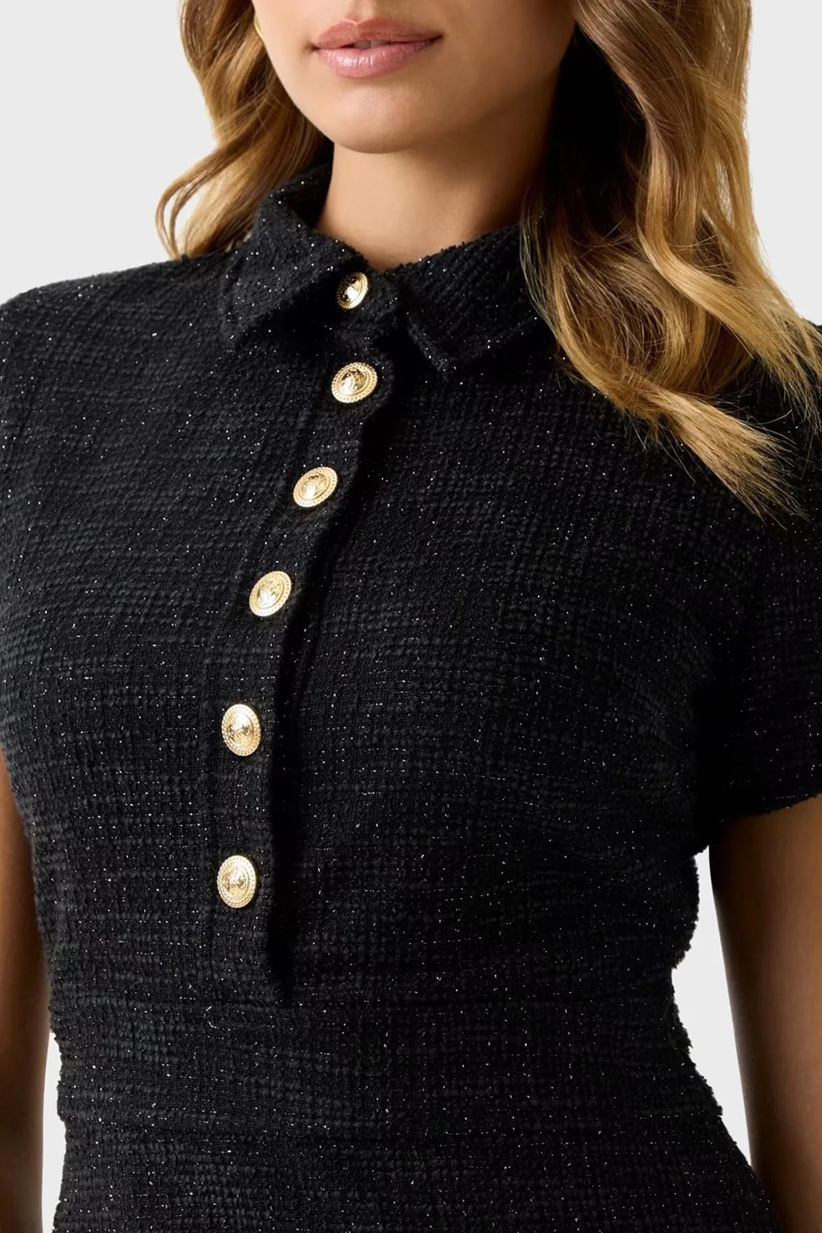 Guess Ss Tamara Regular Fit Gömlek Yaka Düğme Detaylı Tüvit Mini W5YK18KCXO2 Bayan Elbise W5YK18 KCXO2 FJ5N SİYAH - 4