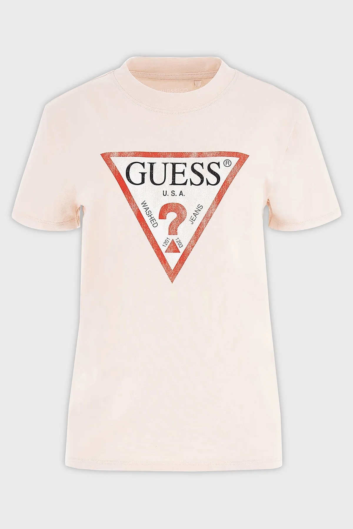 Guess Ss Üçgen Logolu Kısa Kollu Classic Bayan T Shirt W2BI69K8FQ1 G65T PUDRA - 4