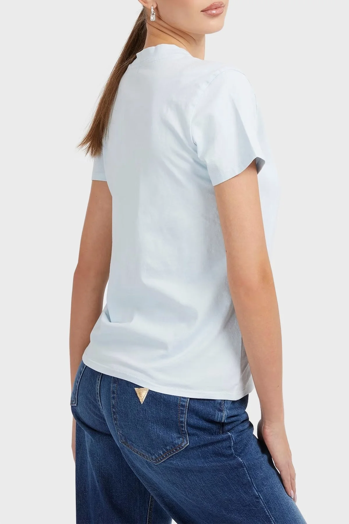 Guess Ss Üçgen Logolu Kısa Kollu Classic Bayan T Shirt W2BI69K8FQ1 G7EJ MAVİ - 2