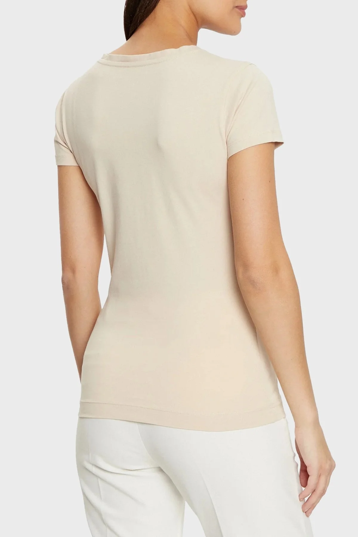 Guess Ss Vn Python Pamuklu Regular Fit V Yaka Logolu W5RI21J1314 Bayan T Shirt W5RI21 J1314 G012 EKRU - 8