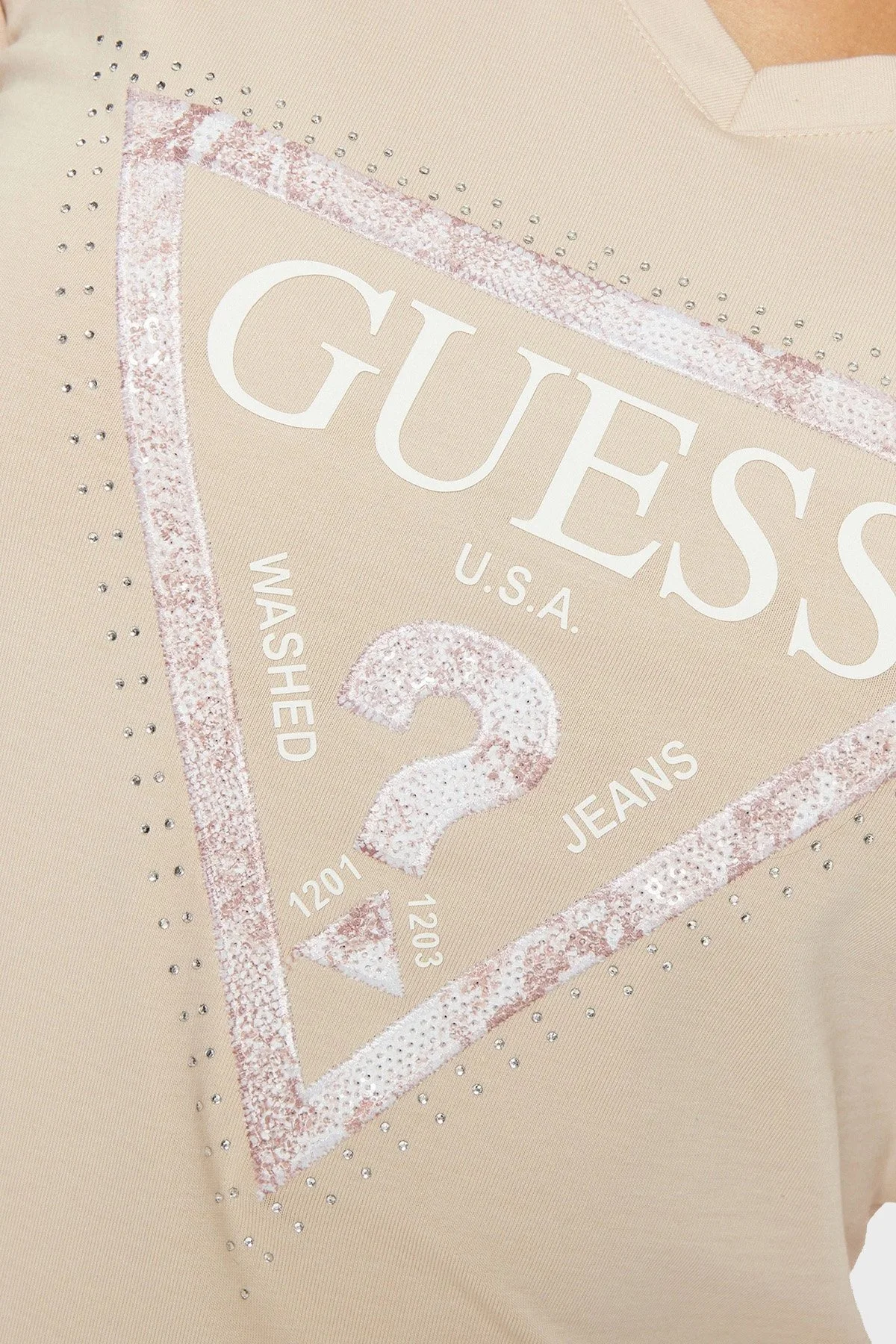 Guess Ss Vn Python Pamuklu Regular Fit V Yaka Logolu W5RI21J1314 Bayan T Shirt W5RI21 J1314 G012 EKRU - 10