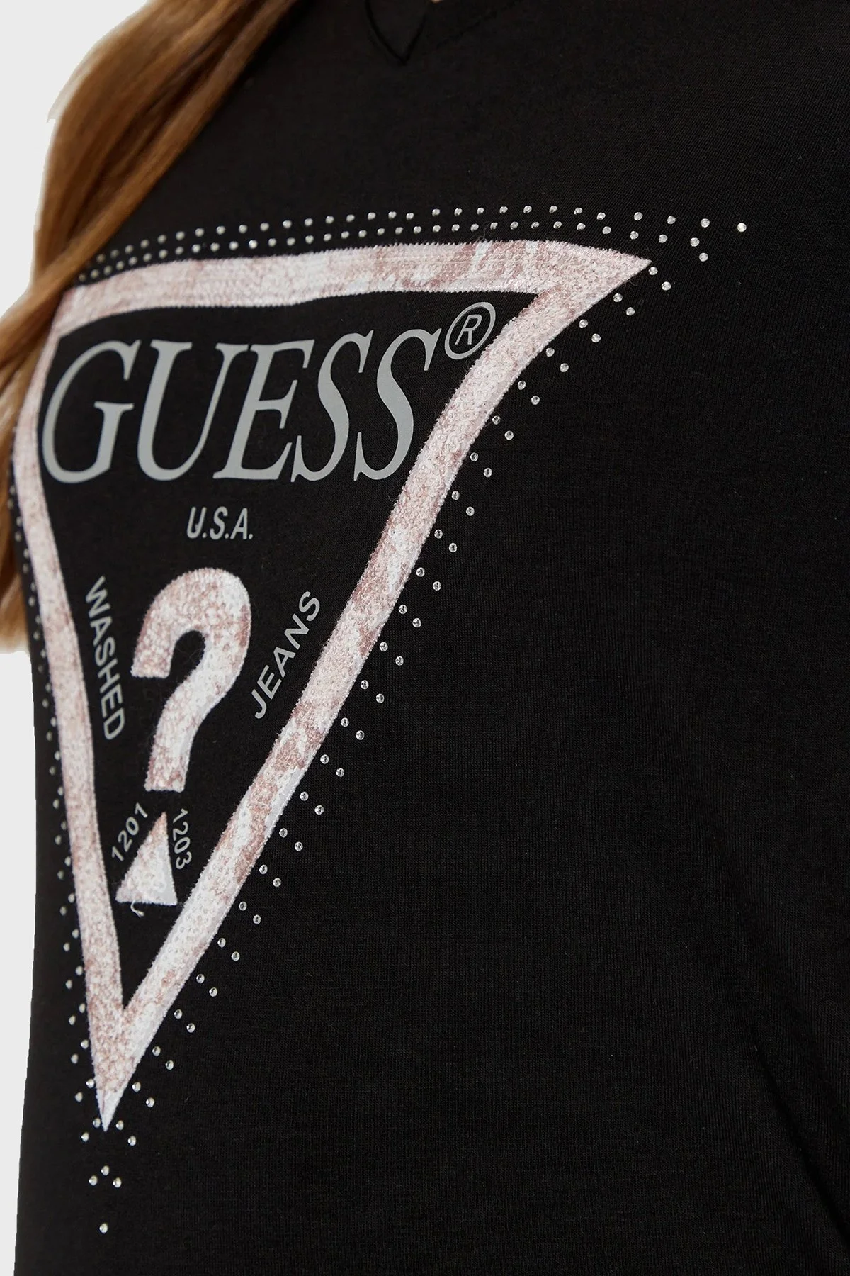 Guess Ss Vn Python Pamuklu Regular Fit V Yaka Logolu W5RI21J1314 Bayan T Shirt W5RI21 J1314 JBLK SİYAH - 10