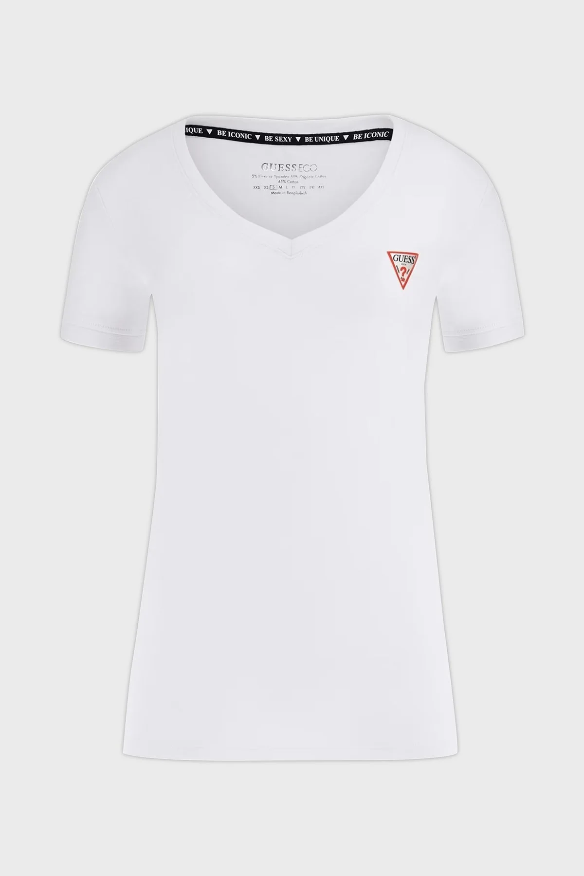 Guess Ss Vn Streç Pamuklu Slim Fit V Yaka Logolu W2YI45J1314 Bayan T Shirt W2YI45 J1314 G011 BEYAZ - 12