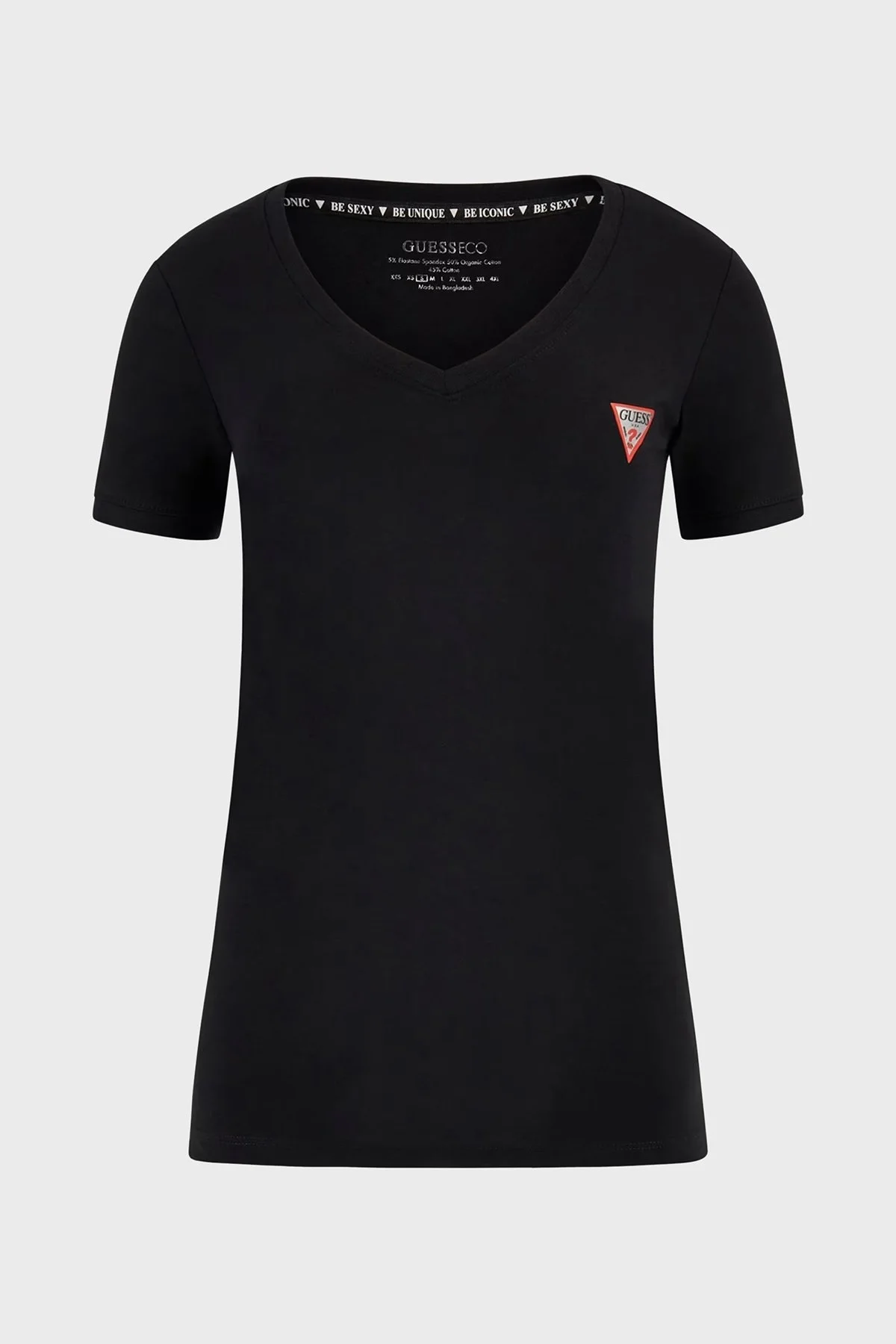 Guess Ss Vn Streç Pamuklu Slim Fit V Yaka Logolu W2YI45J1314 Bayan T Shirt W2YI45 J1314 JBLK SİYAH - 10