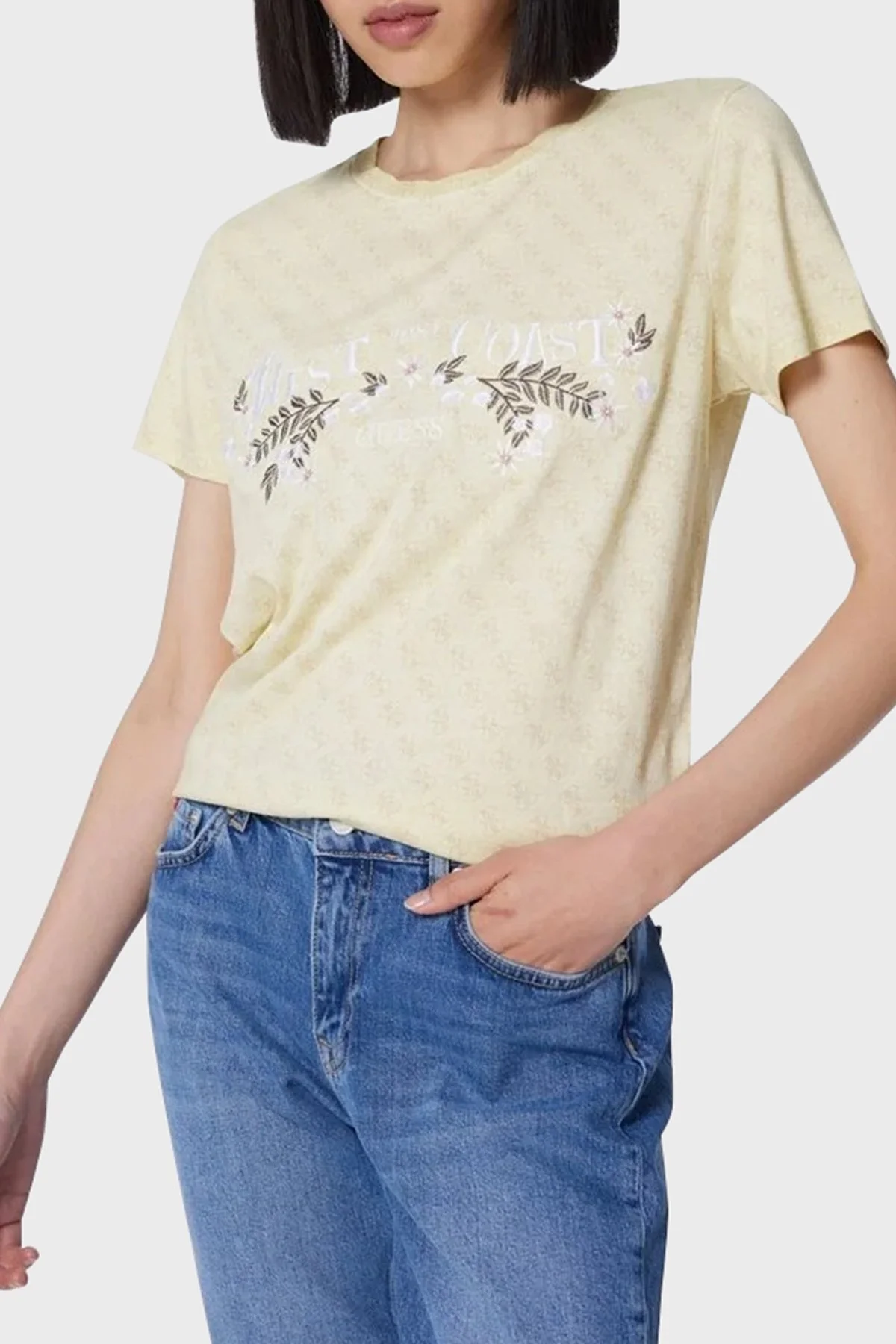 Guess Ss West Pamuklu Regular Fit W4GI48K9RM1 Bayan T Shirt W4GI48 K9RM1 F1CC SARI - 1