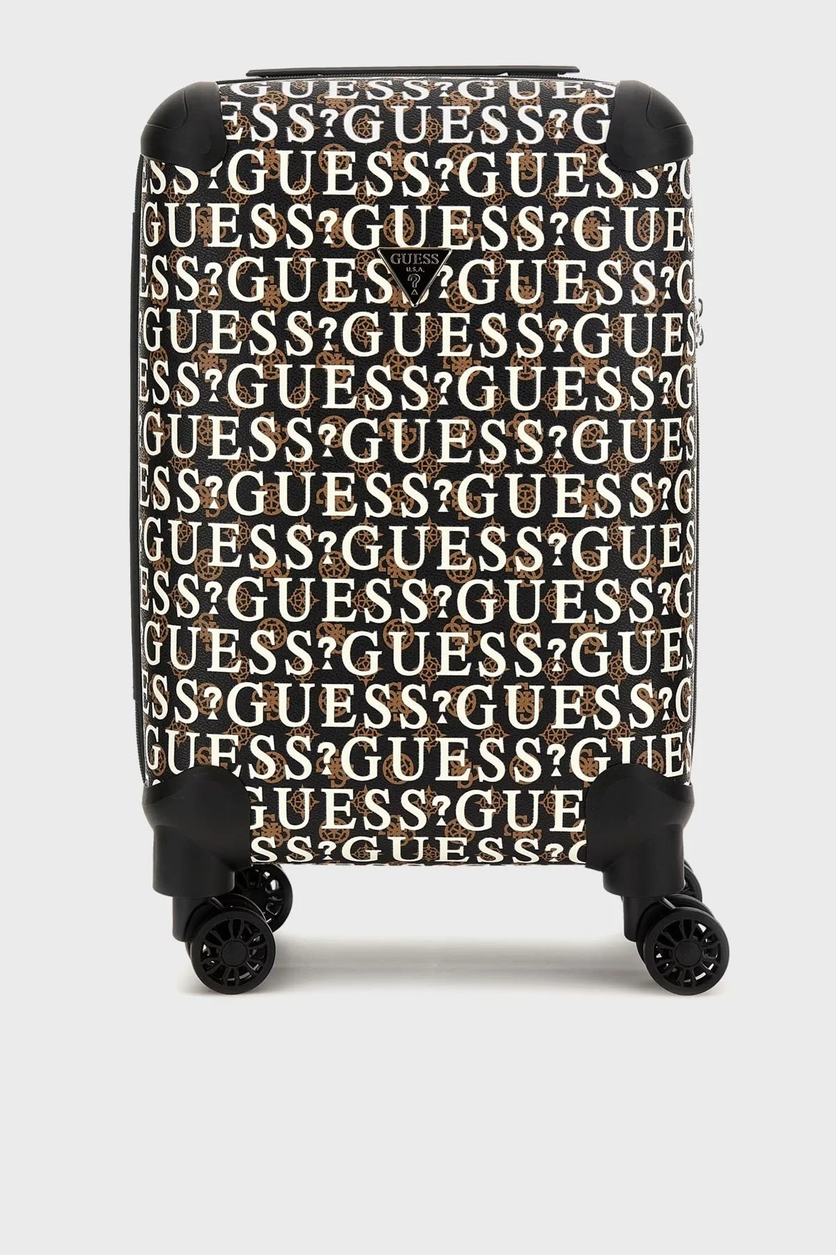 Guess Stark Logolu Desenli Kabin Boy TWE92709830 Bayan Valiz TWE927 09830 BRM Siyah-Beyaz-Kahve - 1