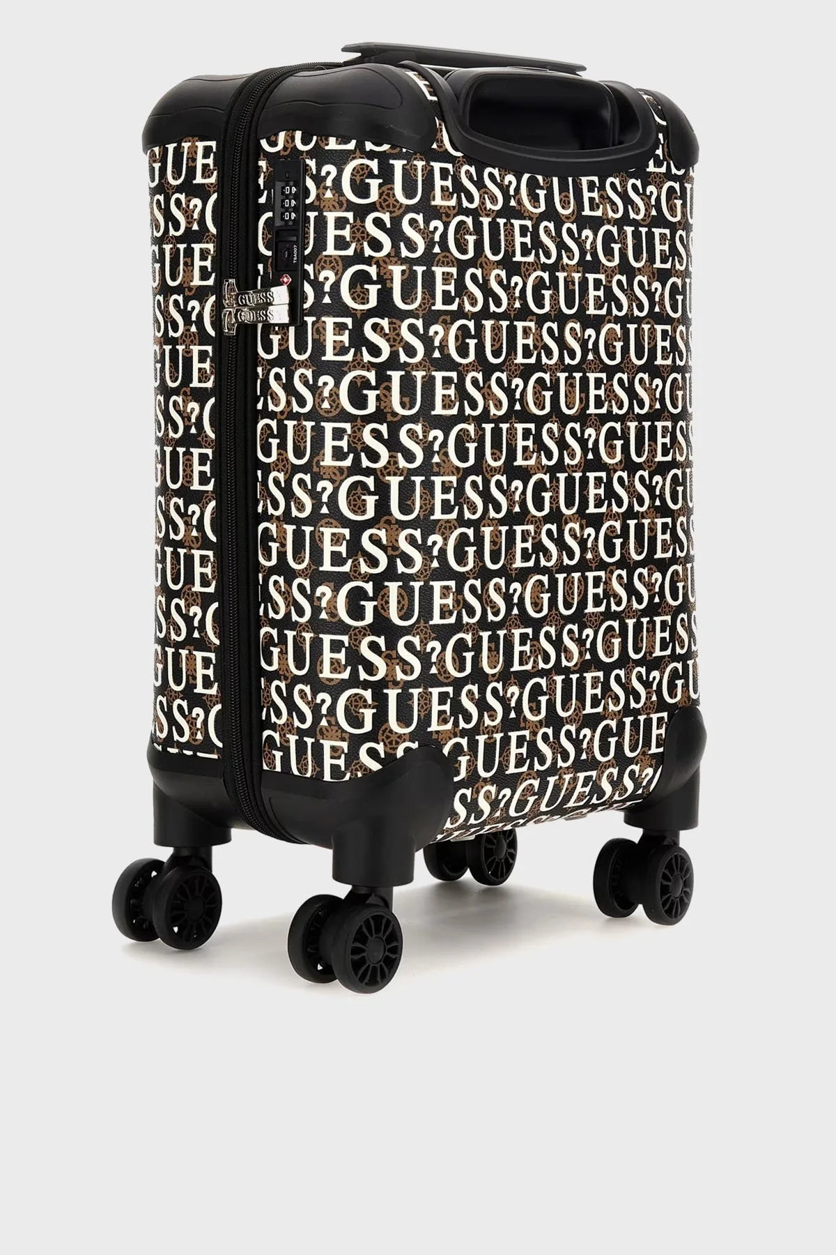 Guess Stark Logolu Desenli Kabin Boy TWE92709830 Bayan Valiz TWE927 09830 BRM Siyah-Beyaz-Kahve - 2