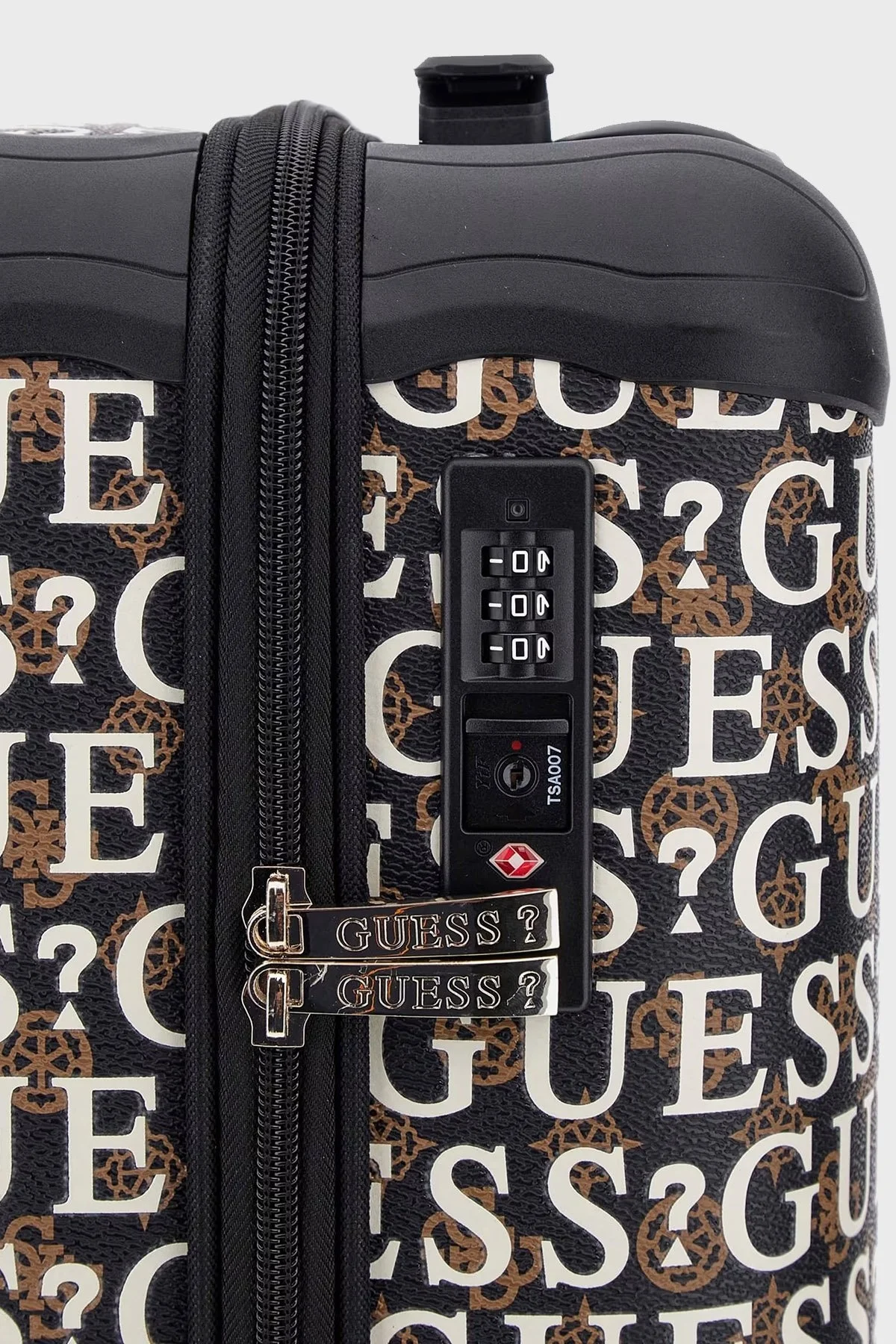 Guess Stark Logolu Desenli Kabin Boy TWE92709830 Bayan Valiz TWE927 09830 BRM Siyah-Beyaz-Kahve - 5