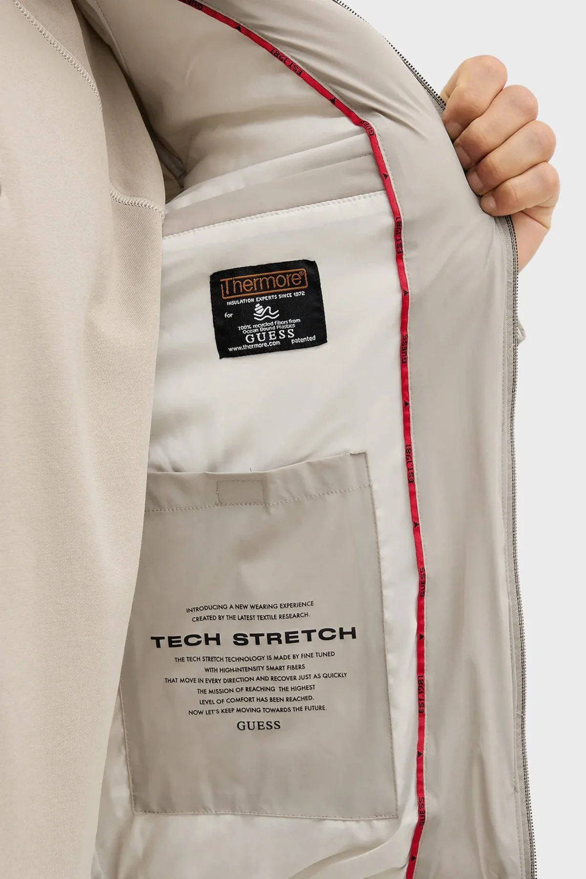 Guess Stretch Kapitoneli Regular Fit Dik Yaka Suya Dayanıklı M4YL05WG9O2 Erkek Mont M4YL05 WG9O2 A90N BEJ - 5