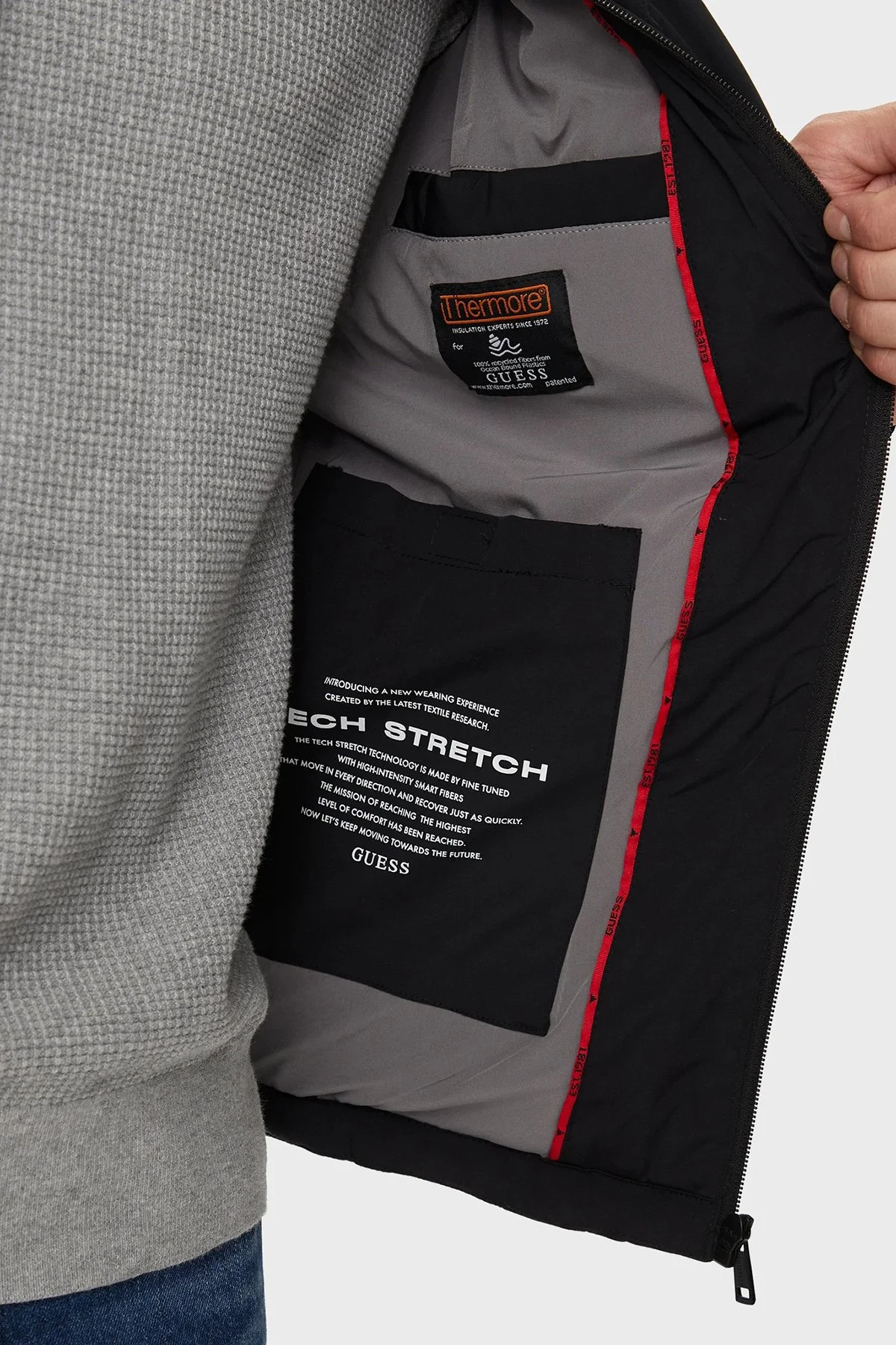 Guess Stretch Kapitoneli Regular Fit Dik Yaka Suya Dayanıklı M4YL05WG9O2 Erkek Mont M4YL05 WG9O2 JBLK SİYAH - 6