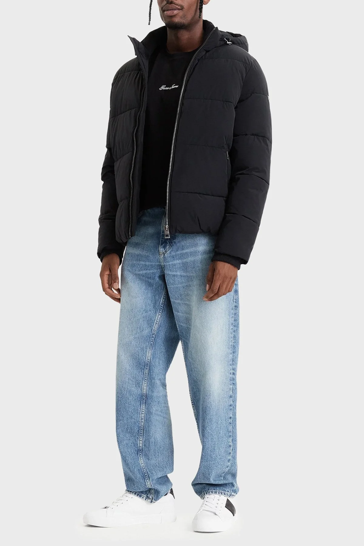 Guess Stretch Suya Dayanıklı Kapitoneli Çıkarılabilir Kapüşonlu Şişme M6BL58W4170 Erkek Mont M6BL58 W4170 JBLK Siyah - 2