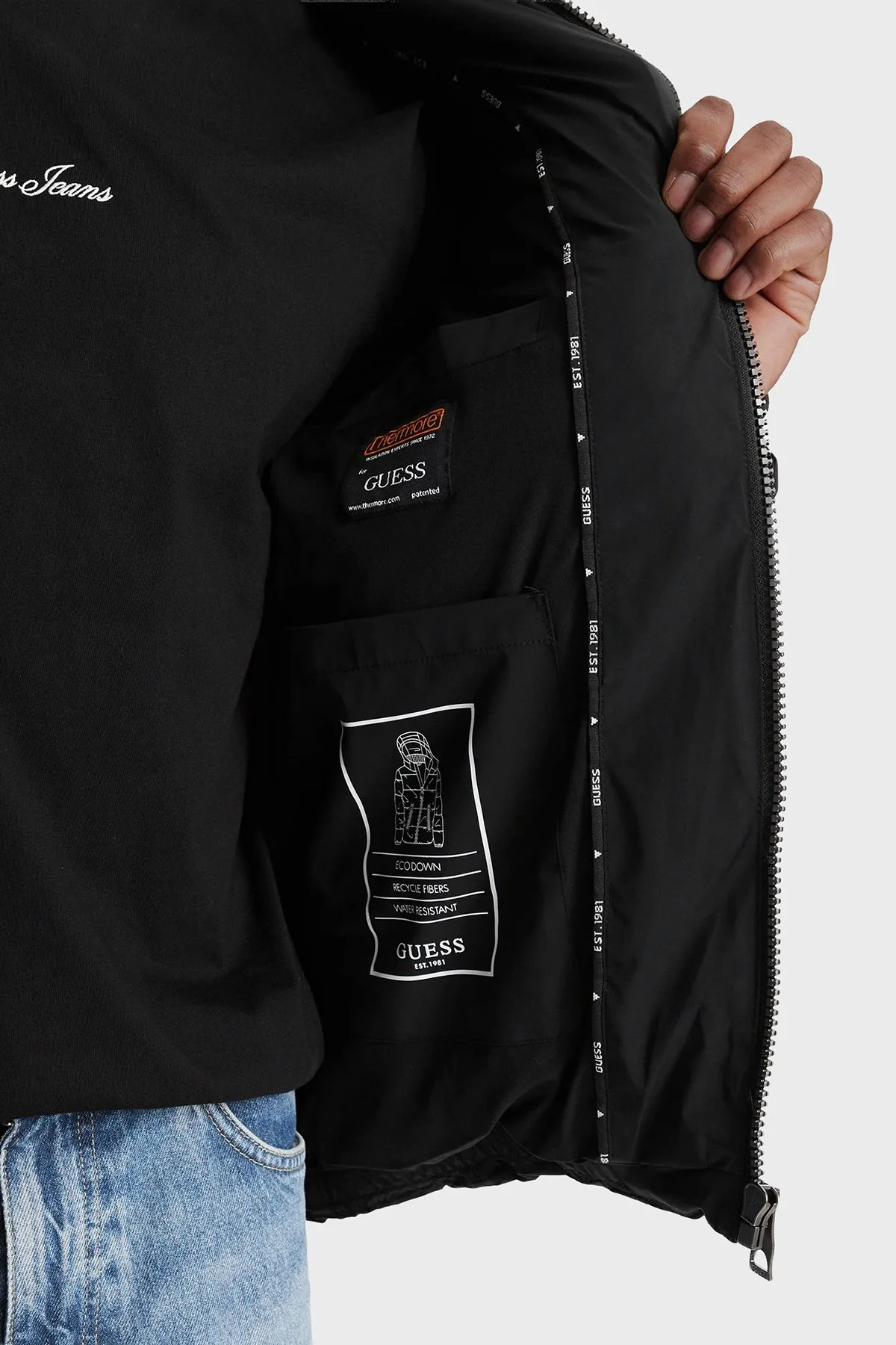 Guess Stretch Suya Dayanıklı Kapitoneli Çıkarılabilir Kapüşonlu Şişme M6BL58W4170 Erkek Mont M6BL58 W4170 JBLK Siyah - 6