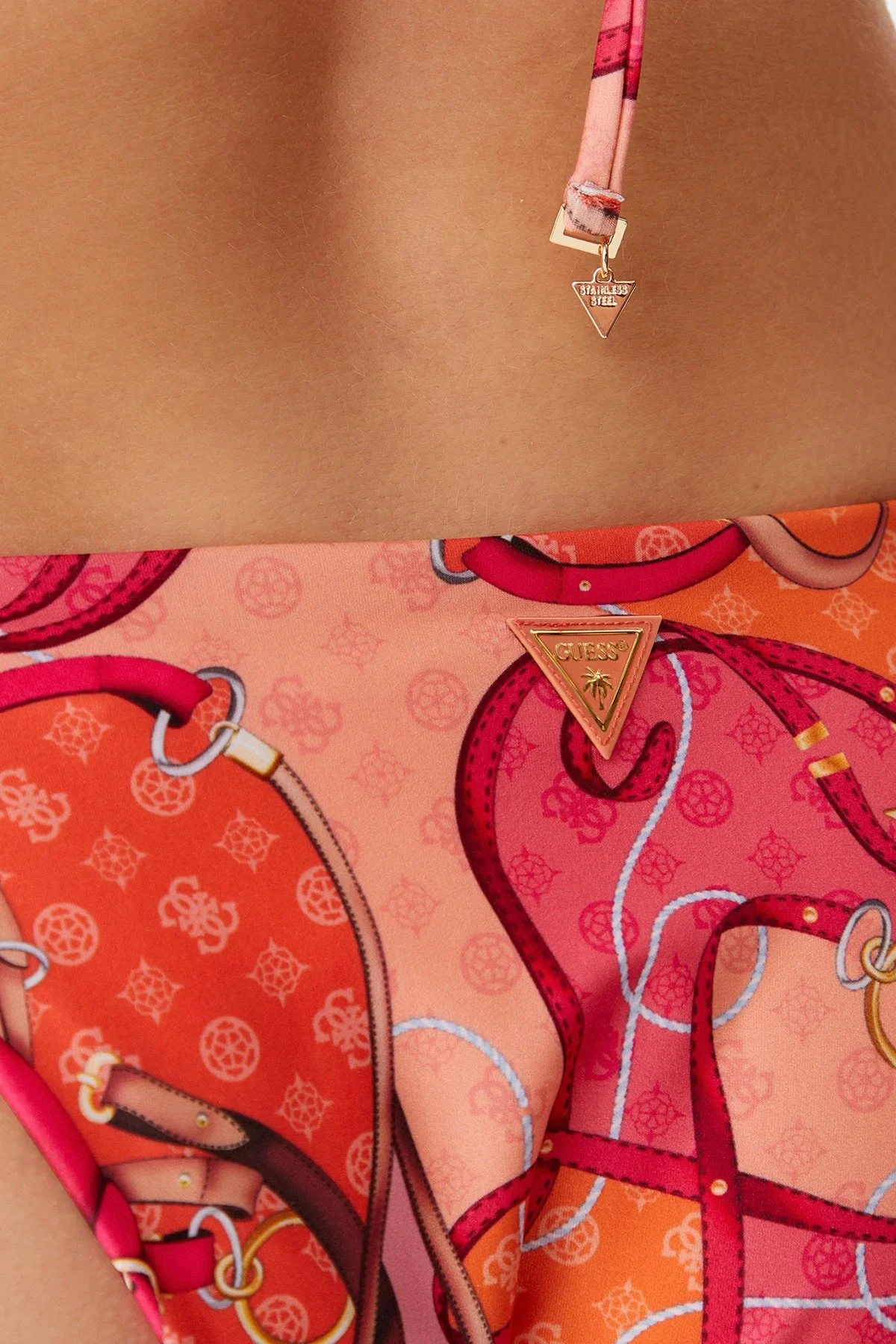 Guess String Desenli Bağlamalı E5GO15KCR12 Kadın Bikini Altı E5GO15 KCR12 P34K PEMBE - 4