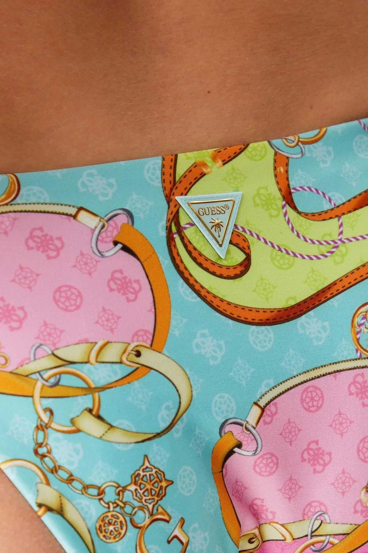 Guess String Desenli Bağlamalı E5GO15KCR12 Bayan Bikini Altı E5GO15 KCR12 P7WO MAVİ - 8