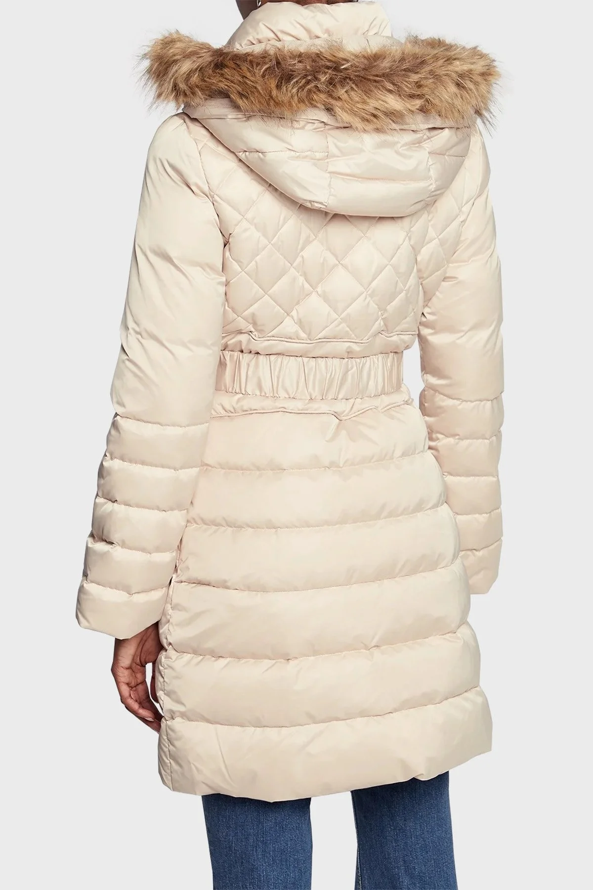 Guess Suya ve Rüzgara Karşı Dayanıklı Çıkarılabilir Kapüşonlu Uzun Lolie Bayan Mont W2BL61WEX52 F1O8 BEJ - 2