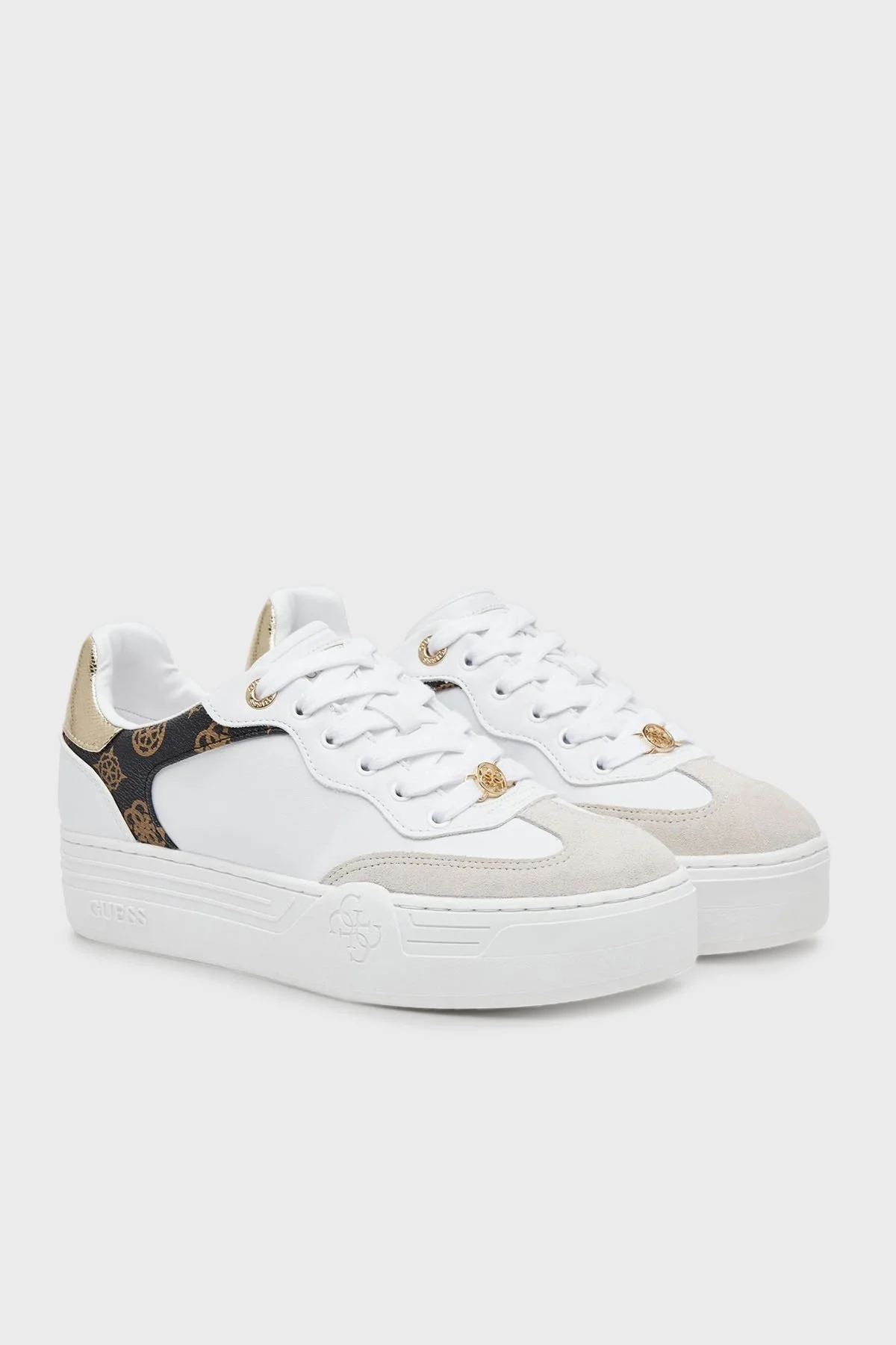 Guess Swole 4G Logolu Süet Detaylı Sneaker FLPSWOELE12 Bayan Ayakkabı FLPSWO ELE12 WHITE BEYAZ - 8
