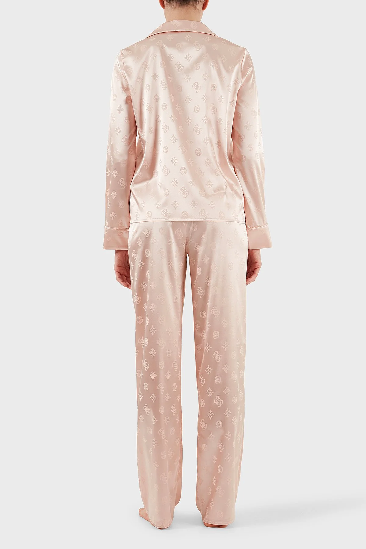 Guess Sylvie Tamamı 4G Logolu Regular Fit Uzun Kollu O5BX05W4732 Bayan Pijama Takımı O5BX05 W4732 F6Z9 PUDRA - 2