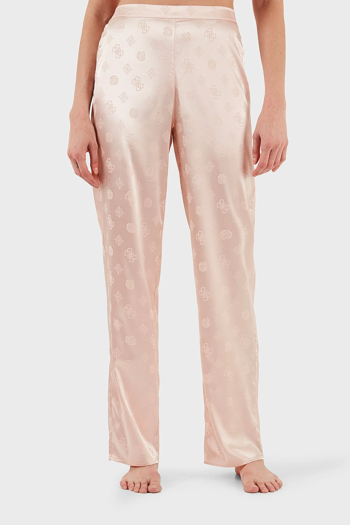 Guess Sylvie Tamamı 4G Logolu Regular Fit Uzun Kollu O5BX05W4732 Bayan Pijama Takımı O5BX05 W4732 F6Z9 PUDRA - 4