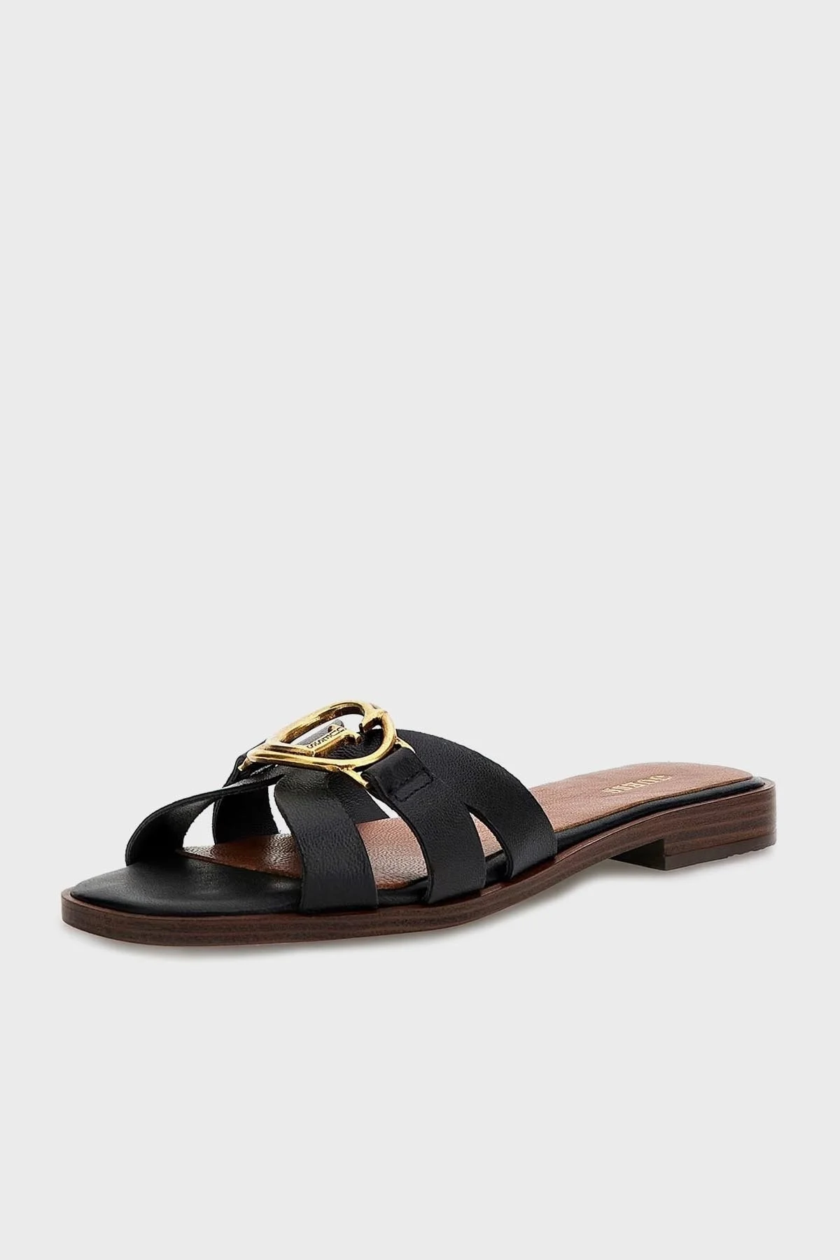 Guess Symo Hakiki Deri Düz Bayan Terlik FL6SYM LEA19 BLACK SİYAH - 4