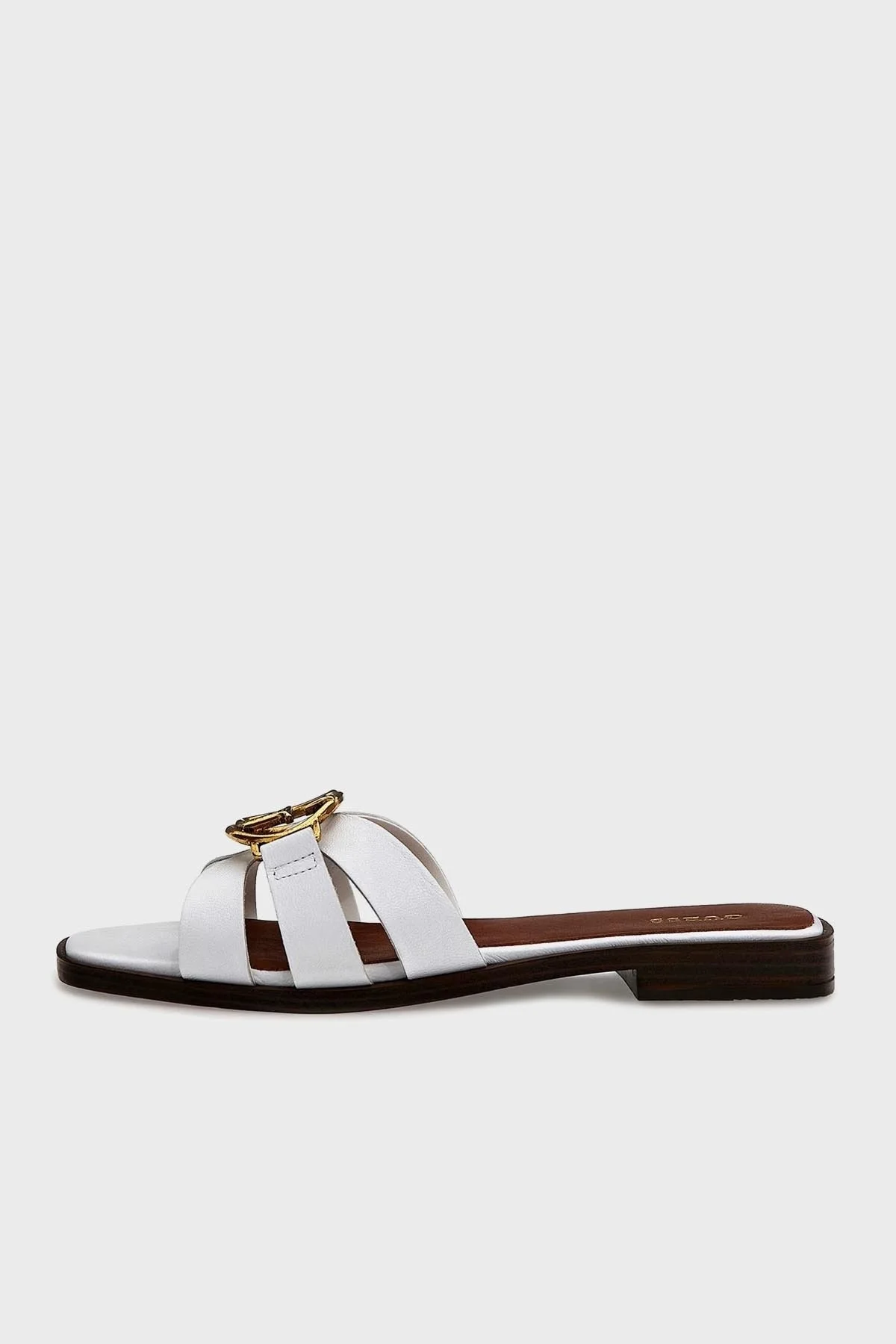 Guess Symo Hakiki Deri Düz Bayan Terlik FL6SYM LEA19 WHITE BEYAZ - 1