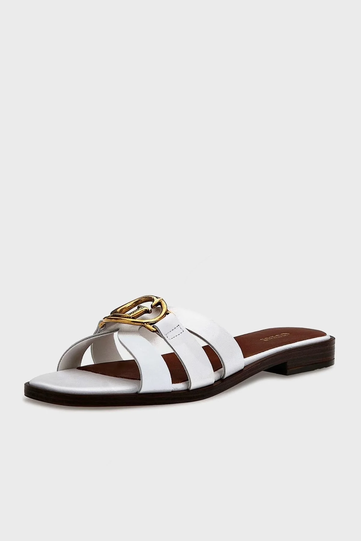 Guess Symo Hakiki Deri Düz Bayan Terlik FL6SYM LEA19 WHITE BEYAZ - 2
