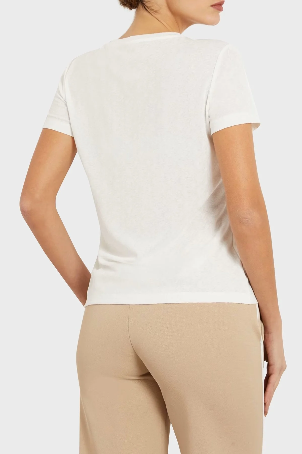 Guess Talia Logolu Streç Bisiklet Yaka V4GI15KC6O0 Bayan T Shirt V4GI15 KC6O0 P0GF EKRU - 2