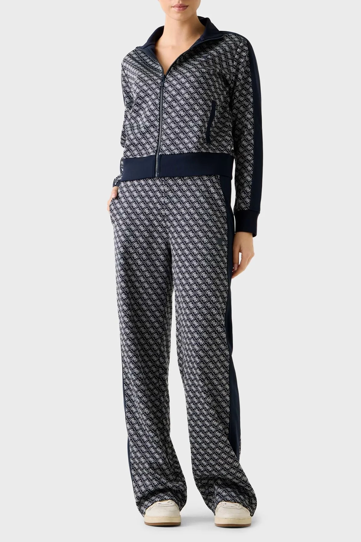 Guess Tamamı 4G Logolu Wide Leg Bol Paça Palazzo V6RB09K2042 Bayan Pantolon V6RB09 K2042 FJBB LACİVERT - 2