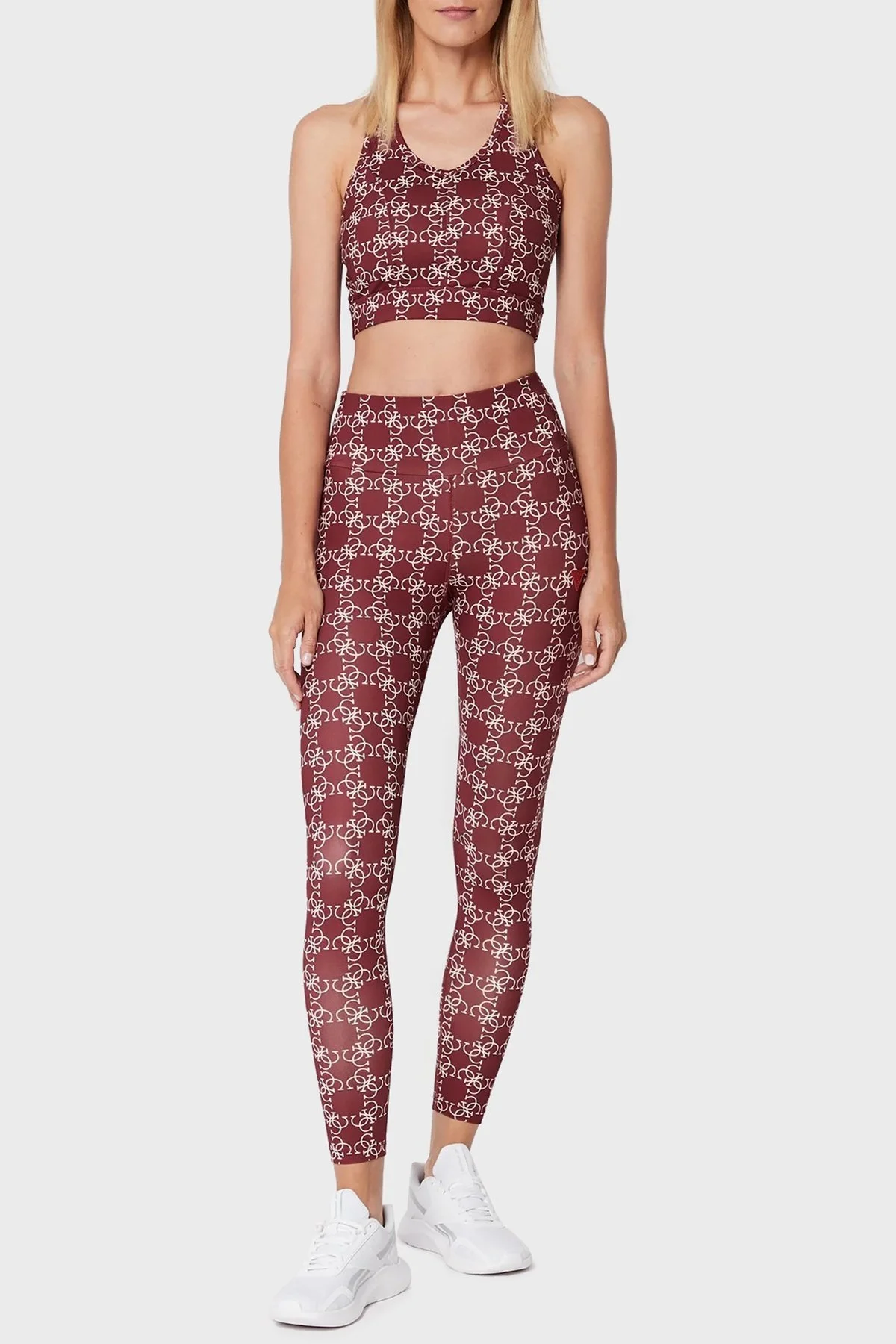 Guess Tamamı Logo Baskılı Dolgulu New Caitlin Spor Bayan Sütyen V2BP07MC03W P14S BORDO - 6