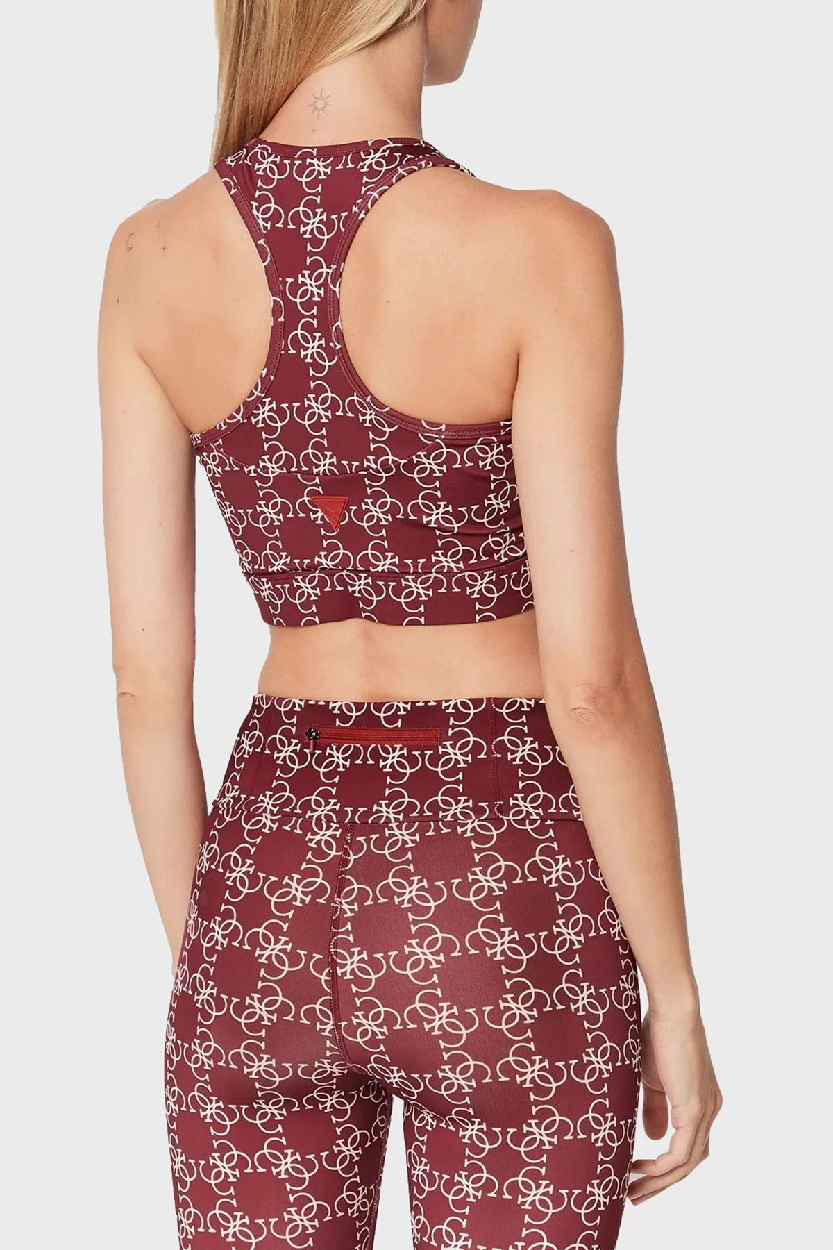 Guess Tamamı Logo Baskılı Dolgulu New Caitlin Spor Bayan Sütyen V2BP07MC03W P14S BORDO - 7