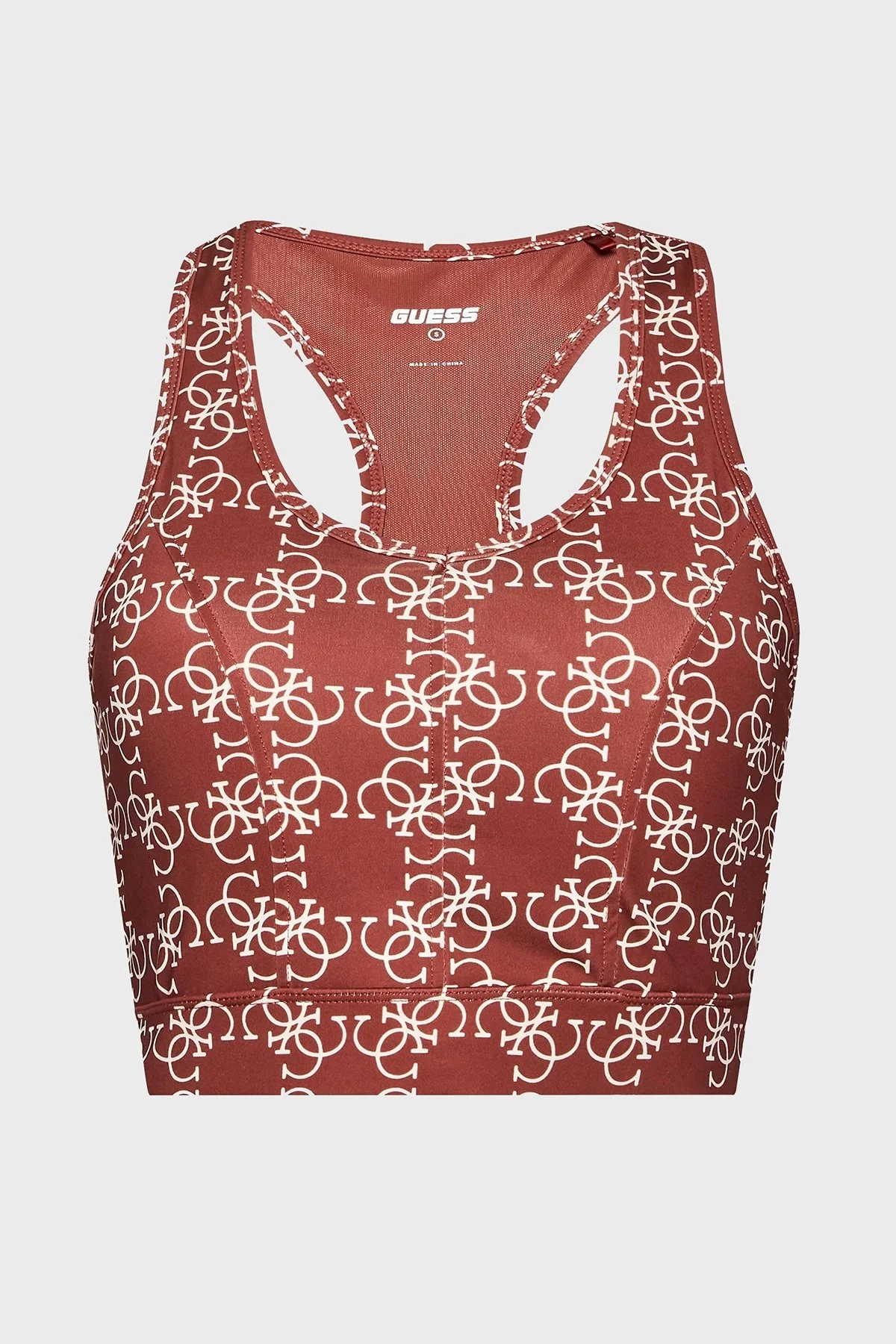 Guess Tamamı Logo Baskılı Dolgulu New Caitlin Spor Bayan Sütyen V2BP07MC03W P14S BORDO - 8