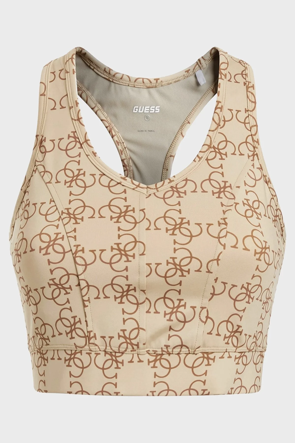 Guess Tamamı Logo Baskılı Dolgulu New Caitlin Spor Bayan Sütyen V2BP07MC03W P14T BEJ - 4