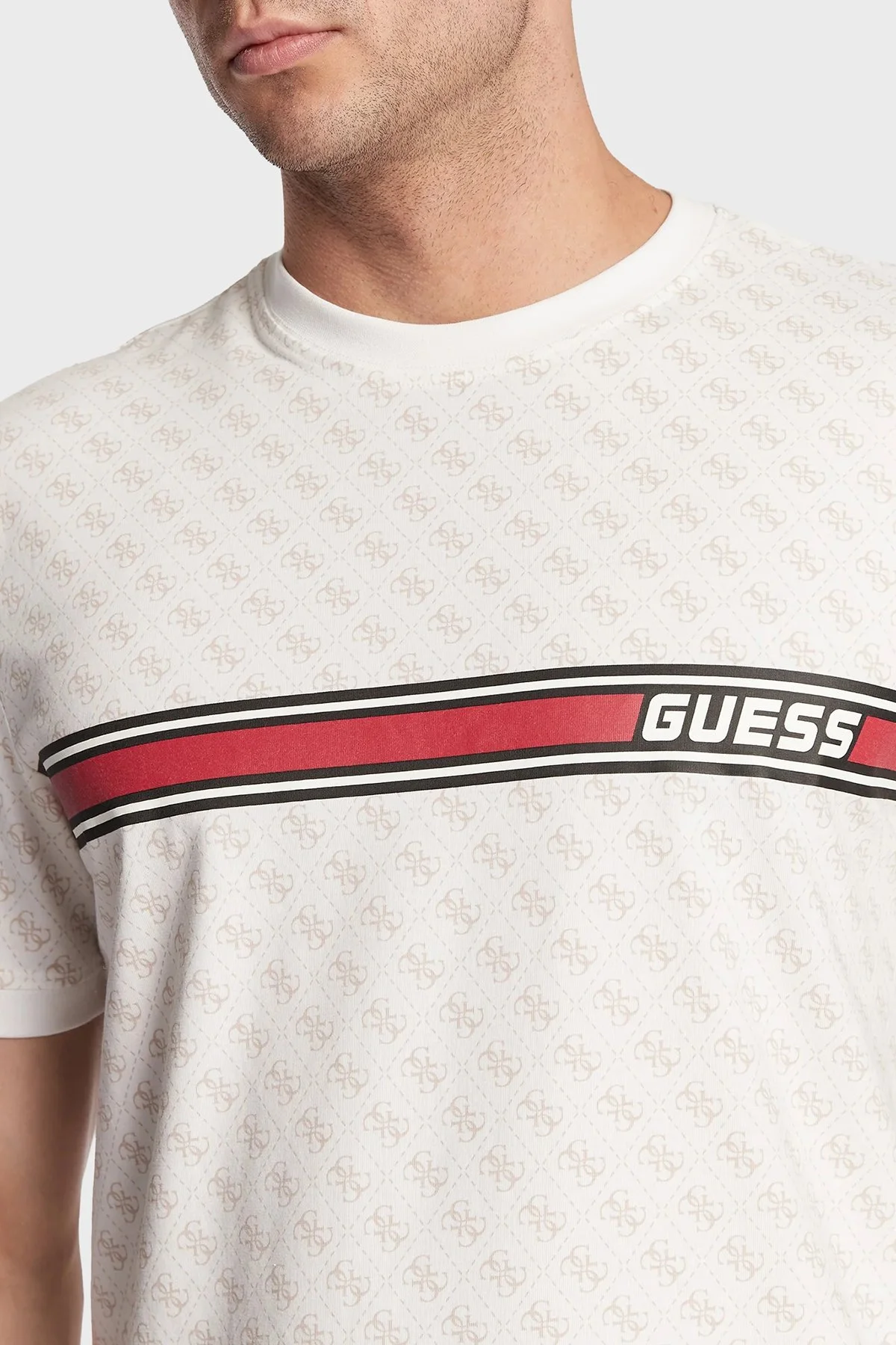 Guess Tamamı Logolu Pamuklu Regular Fit Bisiklet Yaka Z2BI09J1314 Erkek T Shirt Z2BI09 J1314 P05N BEYAZ - 3