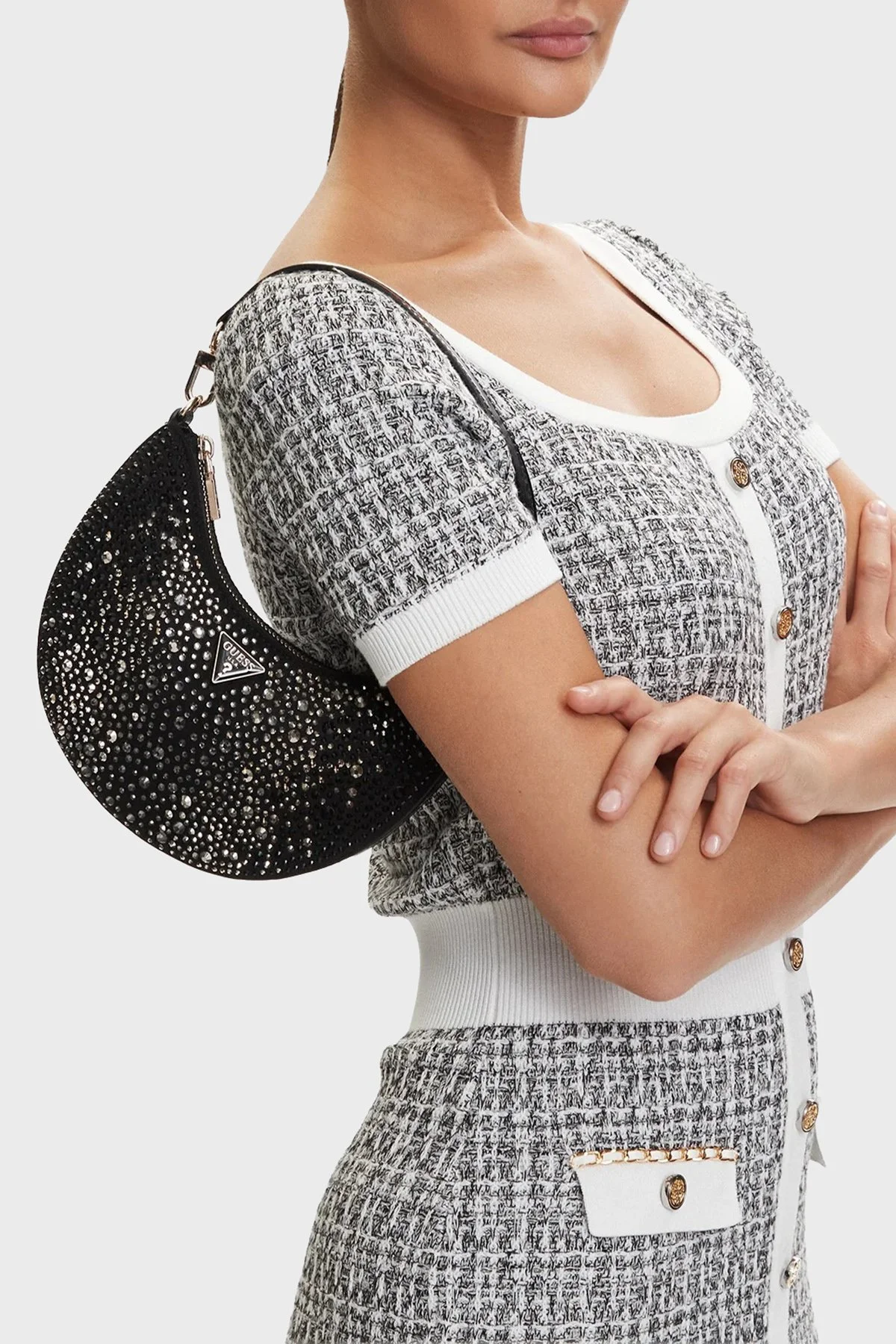 Guess Taş Detaylı Çıkarılabilir Askılı HWEG9931720 Kadın Çanta HWEG99 31720 BLA SİYAH - 2