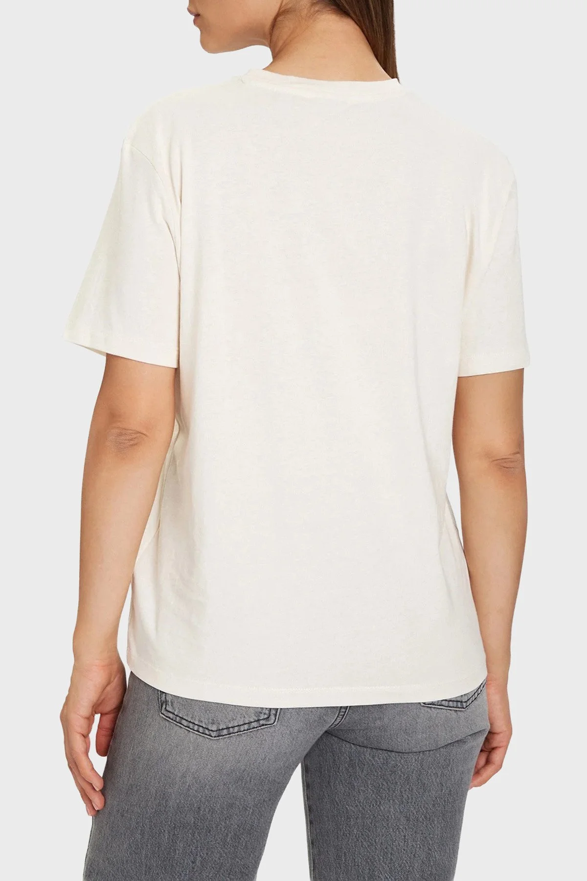 Guess Teddy Baskılı % 100 Pamuk Relaxed Fit Bisiklet Yaka V5BI09I3Z14 Bayan T Shirt V5BI09 I3Z14 G1O6 EKRU - 3