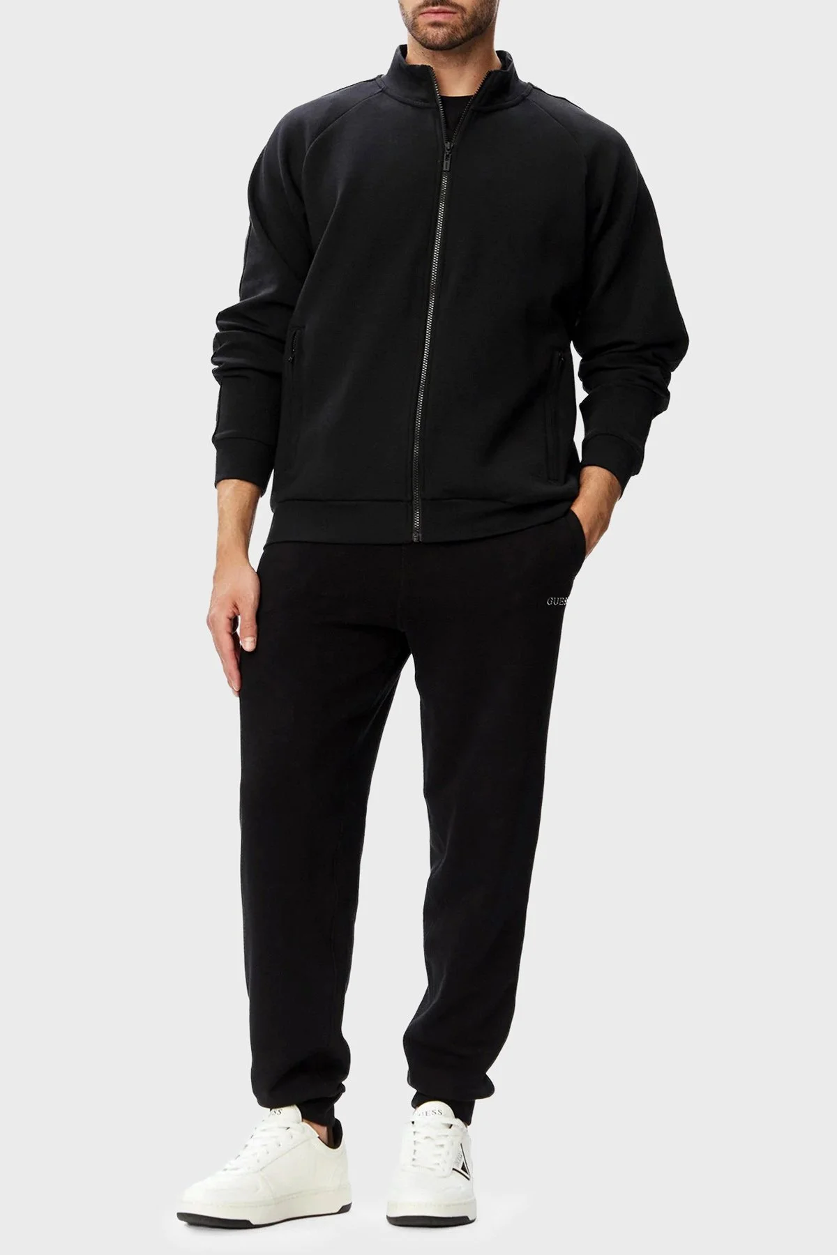 Guess Thor Logolu Regular Fit Dik Yaka Fermuarlı Z6YQ18K4964 Erkek Sweat Z6YQ18 K4964 JBLK Siyah - 2