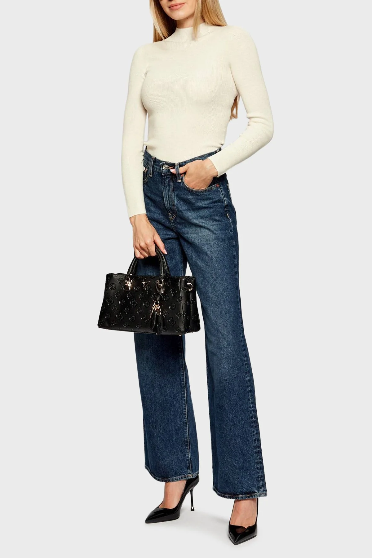 Guess Tisha 4G Logolu Çıkarılabilir Askılı HWPD7764060 Bayan Çanta HWPD77 64060 BLO SİYAH - 3