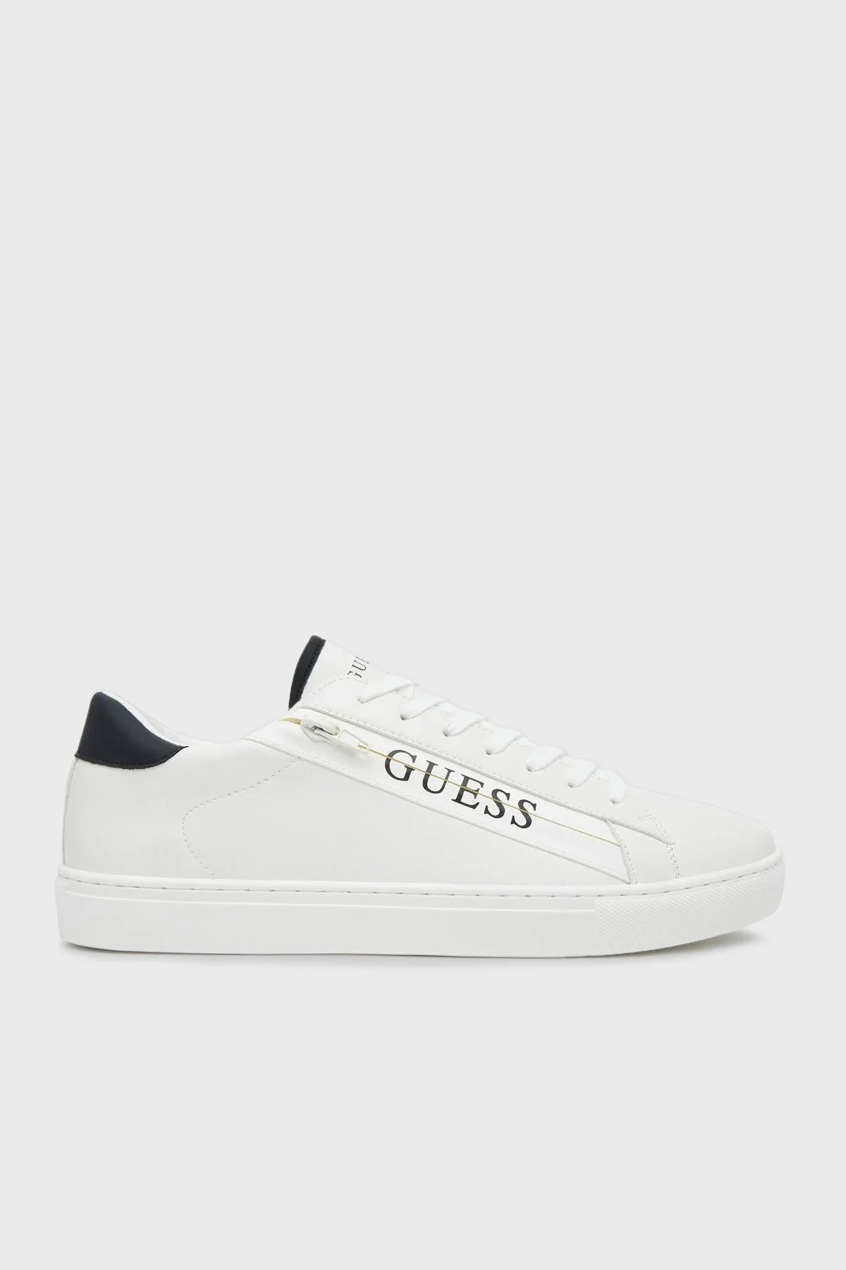 Guess Todi Logolu Fermuar Detaylı Sneaker FMFTODELE12 Erkek Ayakkabı FMFTOD ELE12 WHBLA BEYAZ-SİYAH - 5