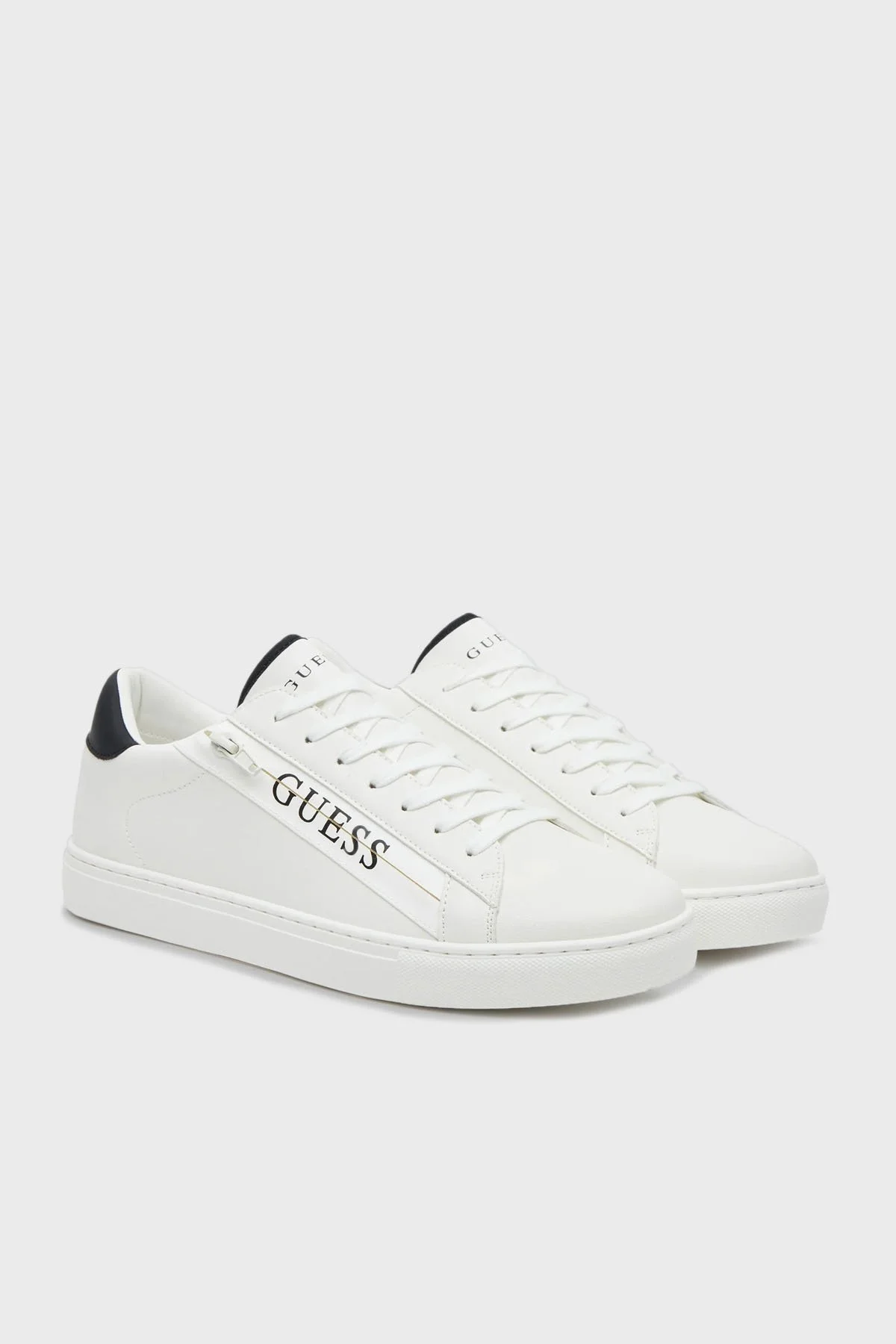 Guess Todi Logolu Fermuar Detaylı Sneaker FMFTODELE12 Erkek Ayakkabı FMFTOD ELE12 WHBLA BEYAZ-SİYAH - 10