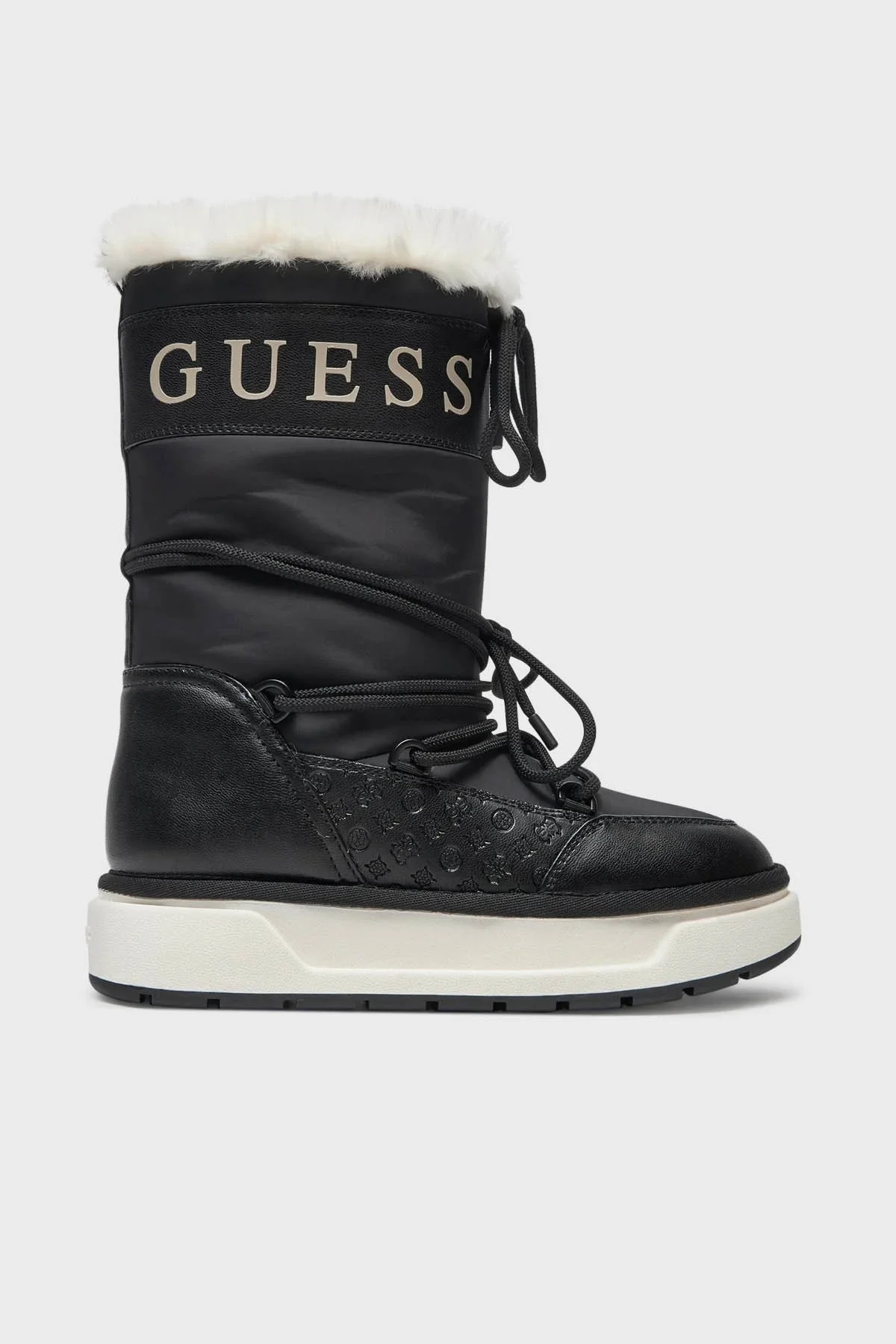 Guess Undelo Logolu Bağcıklı Yumuşak Tüylü FLFUELELE11 Bayan Kar Botu FLFUEL ELE11 BLACK SİYAH - 1