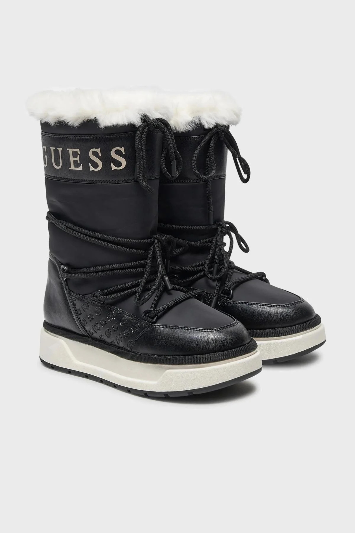 Guess Undelo Logolu Bağcıklı Yumuşak Tüylü FLFUELELE11 Bayan Kar Botu FLFUEL ELE11 BLACK SİYAH - 2
