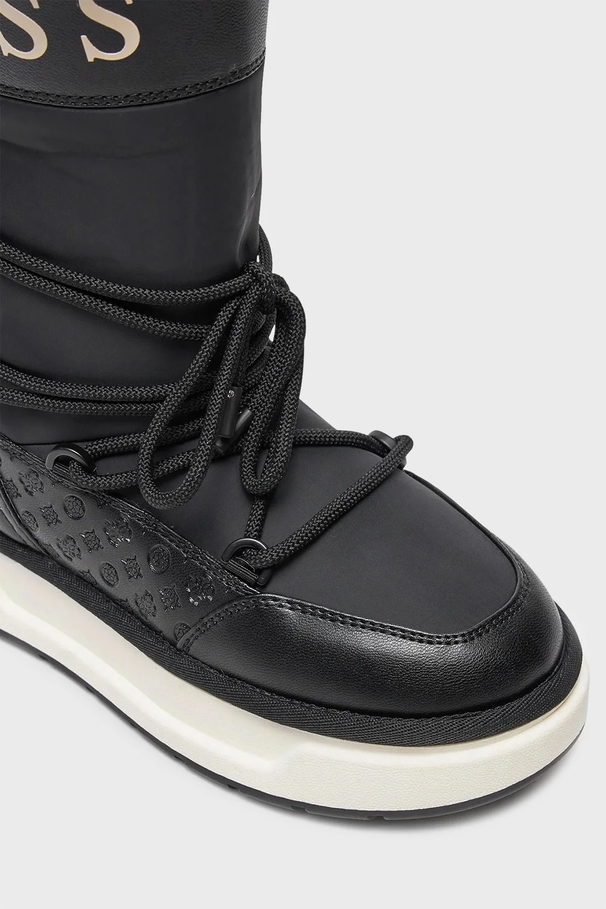 Guess Undelo Logolu Bağcıklı Yumuşak Tüylü FLFUELELE11 Bayan Kar Botu FLFUEL ELE11 BLACK SİYAH - 4