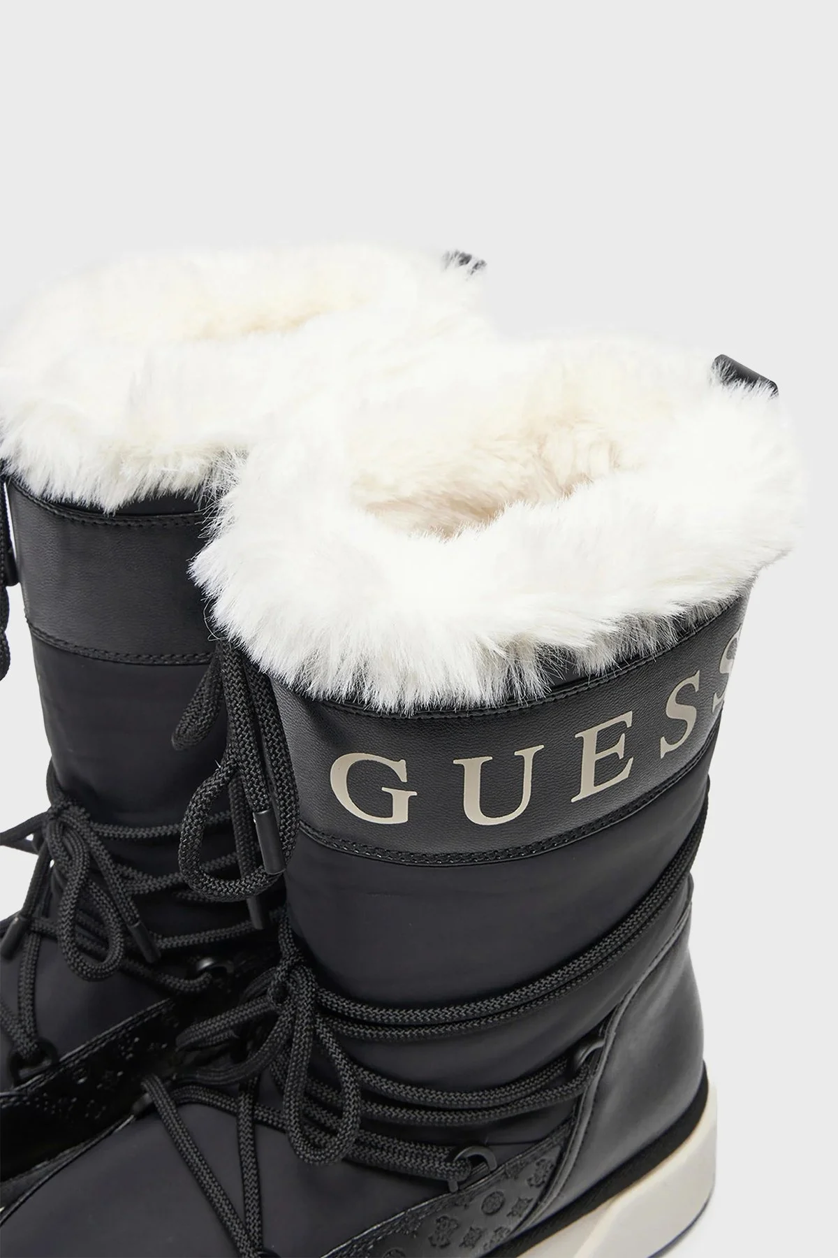 Guess Undelo Logolu Bağcıklı Yumuşak Tüylü FLFUELELE11 Bayan Kar Botu FLFUEL ELE11 BLACK SİYAH - 5
