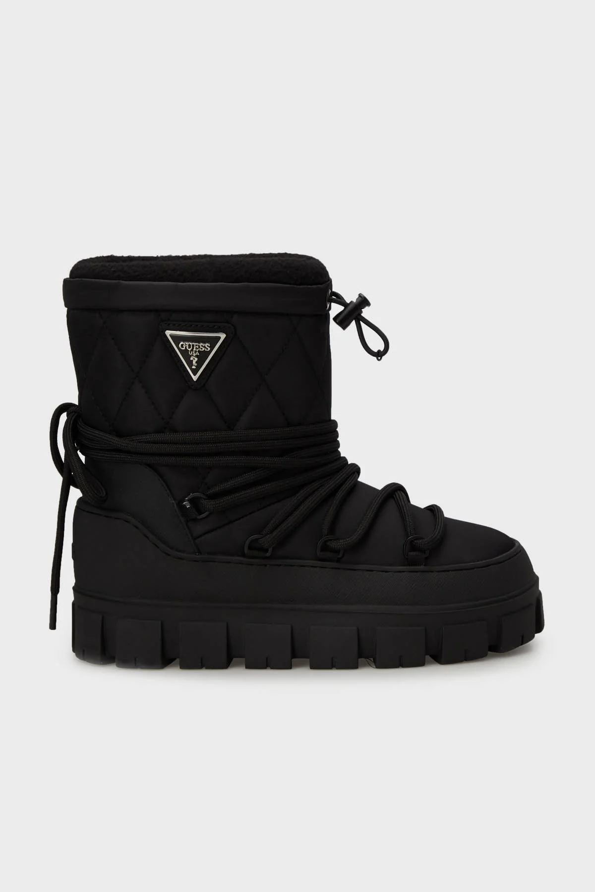 Guess Uniques Logolu Yumuşak Tüylü Bağcıklı FLFUNIFAB10 Bayan Kar Botu FLFUNI FAB10 BLACK SİYAH - 5