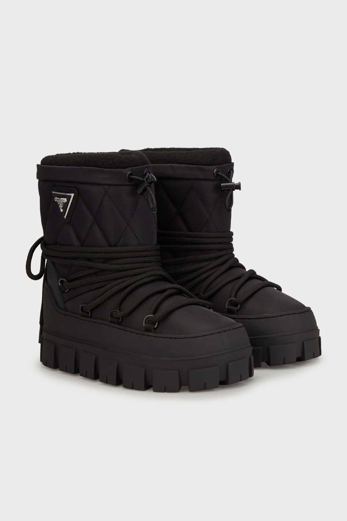 Guess Uniques Logolu Yumuşak Tüylü Bağcıklı FLFUNIFAB10 Bayan Kar Botu FLFUNI FAB10 BLACK SİYAH - 6