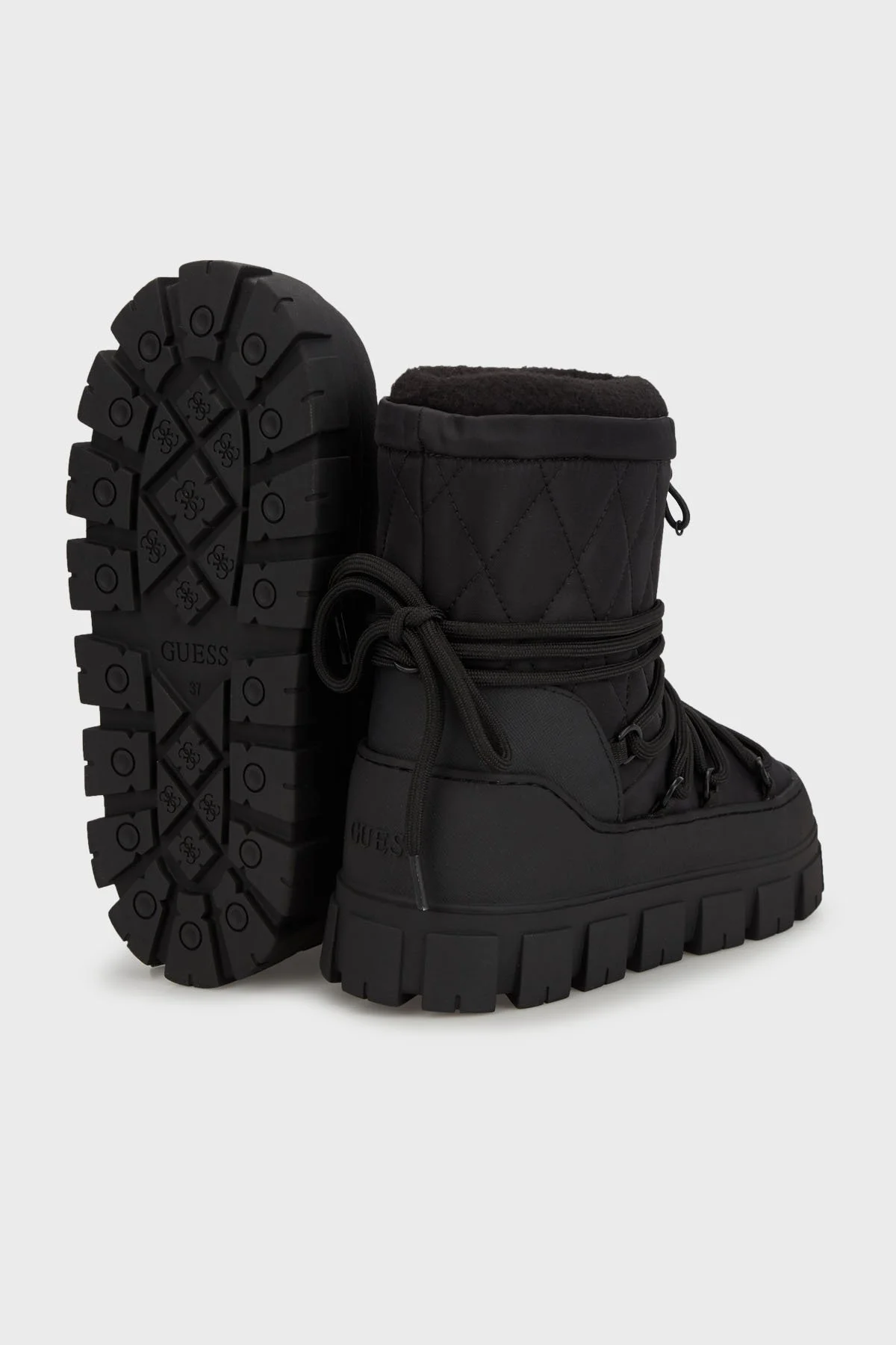 Guess Uniques Logolu Yumuşak Tüylü Bağcıklı FLFUNIFAB10 Bayan Kar Botu FLFUNI FAB10 BLACK SİYAH - 8
