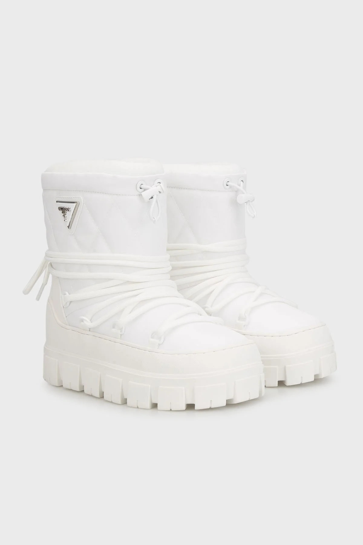 Guess Uniques Logolu Yumuşak Tüylü Bağcıklı FLFUNIFAB10 Bayan Kar Botu FLFUNI FAB10 WHITE BEYAZ - 7