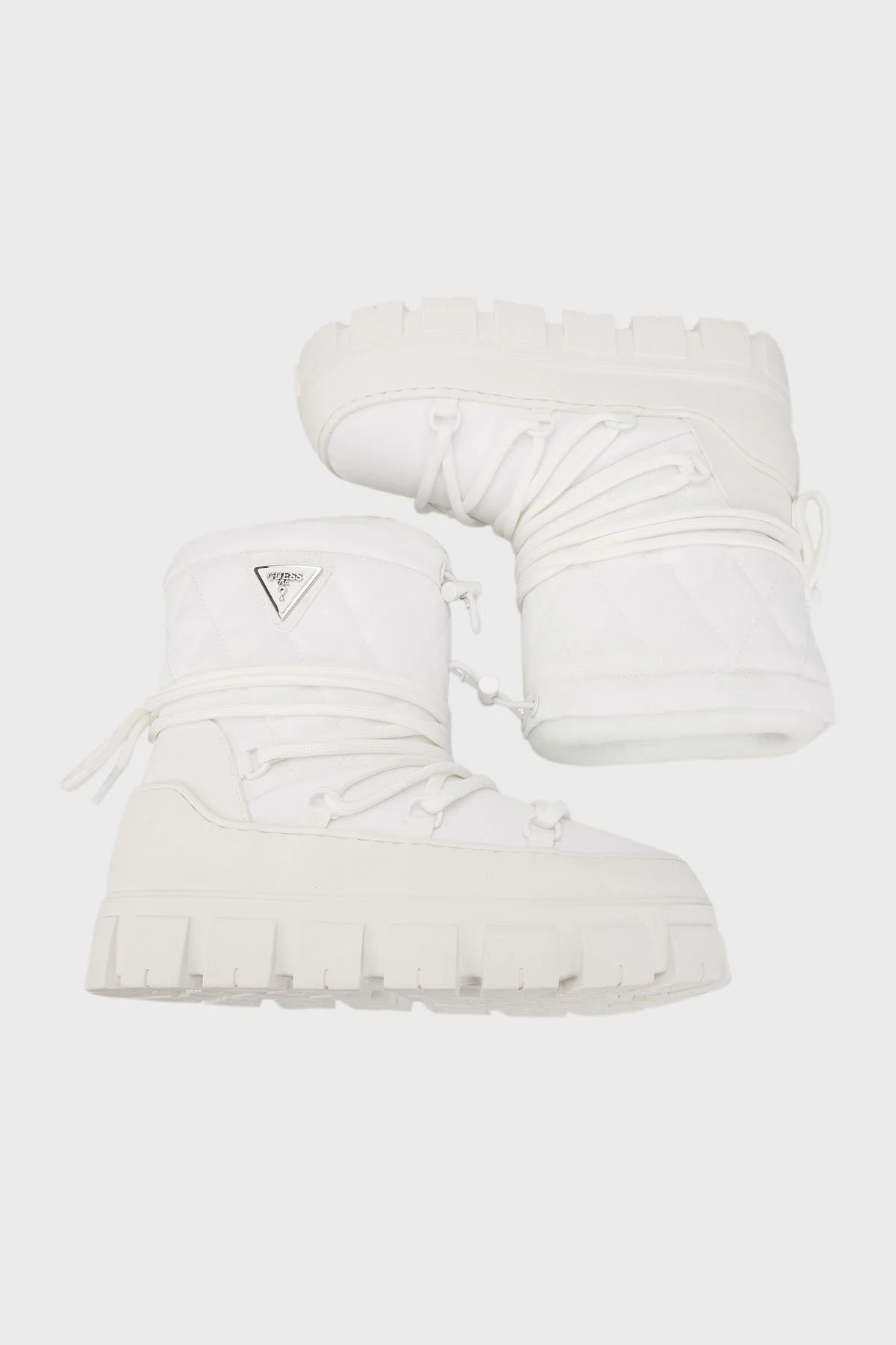 Guess Uniques Logolu Yumuşak Tüylü Bağcıklı FLFUNIFAB10 Bayan Kar Botu FLFUNI FAB10 WHITE BEYAZ - 9