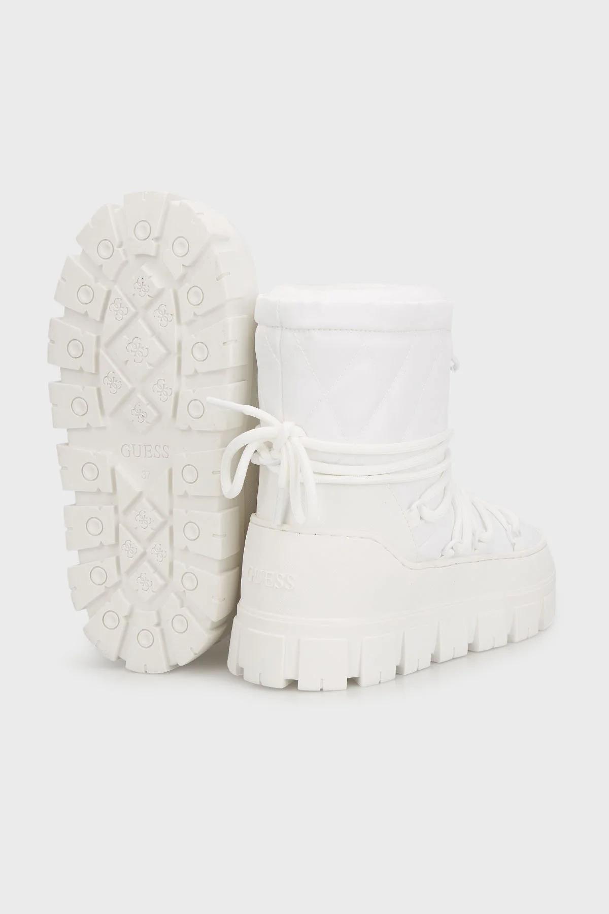 Guess Uniques Logolu Yumuşak Tüylü Bağcıklı FLFUNIFAB10 Bayan Kar Botu FLFUNI FAB10 WHITE BEYAZ - 10