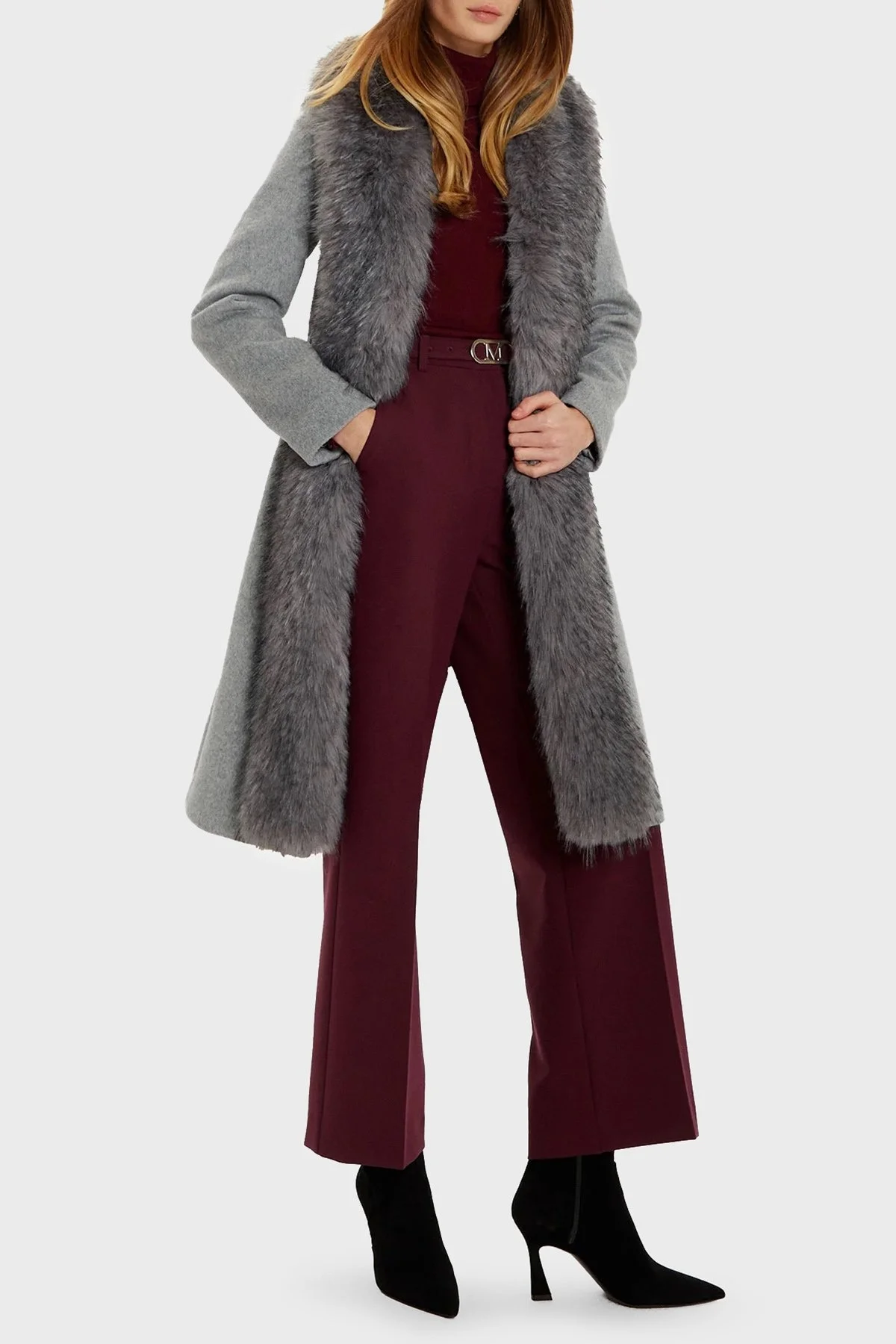 Marciano by Guess Valerie Yün Karışımlı Regular Fit Çıkarılabilir Yakalı 4BGL099957 Bayan Kaban 4BGL09 9957Z FJ5A GRİ - 2