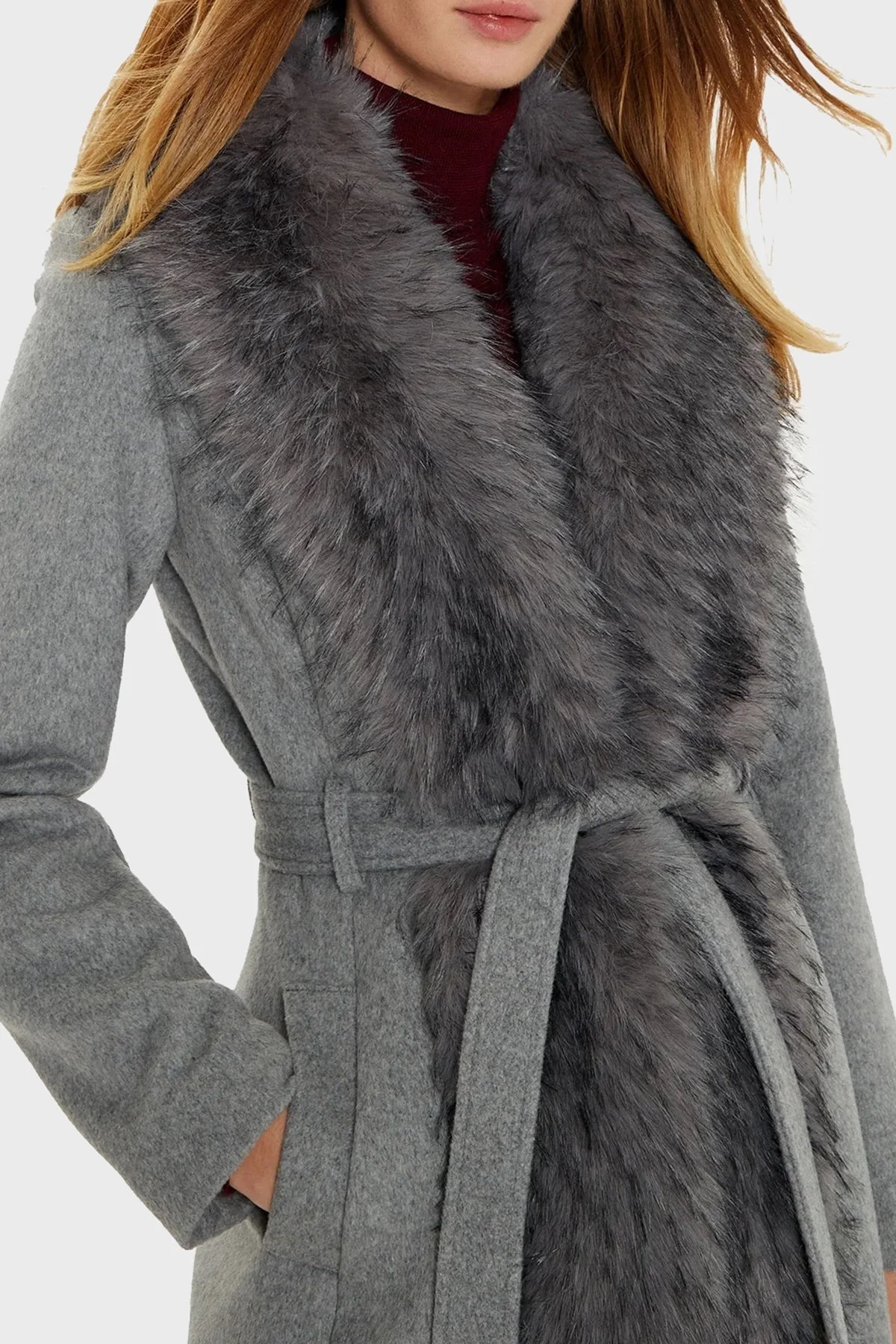 Marciano by Guess Valerie Yün Karışımlı Regular Fit Çıkarılabilir Yakalı 4BGL099957 Bayan Kaban 4BGL09 9957Z FJ5A GRİ - 5